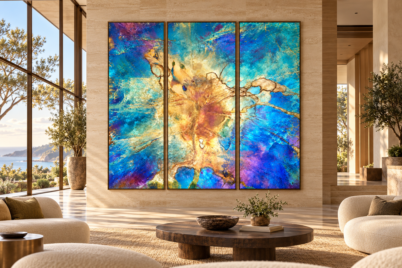 coastal lobby triptych