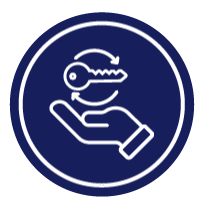 Icon of a hand under a key  representing opportunity over time.