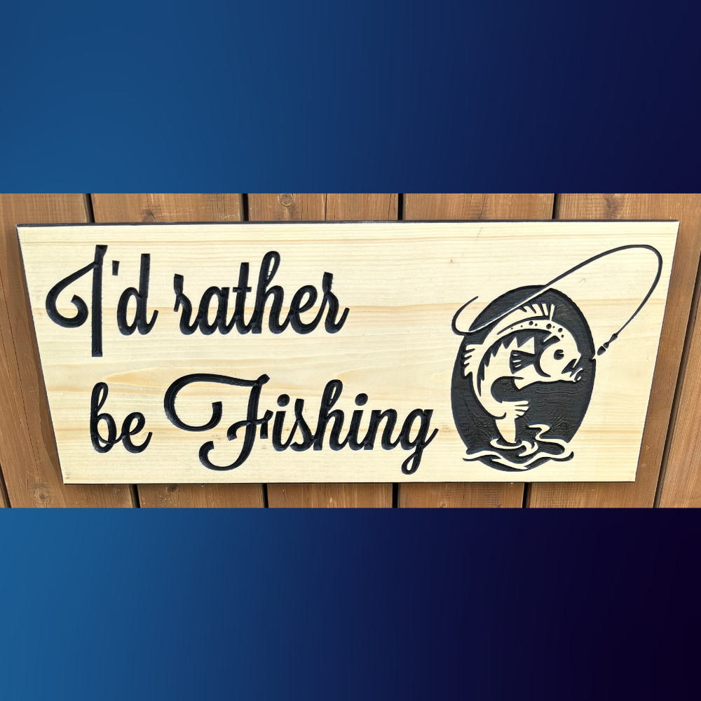 "I'd Rather Be Fishing" Wooden Sign  10xx24