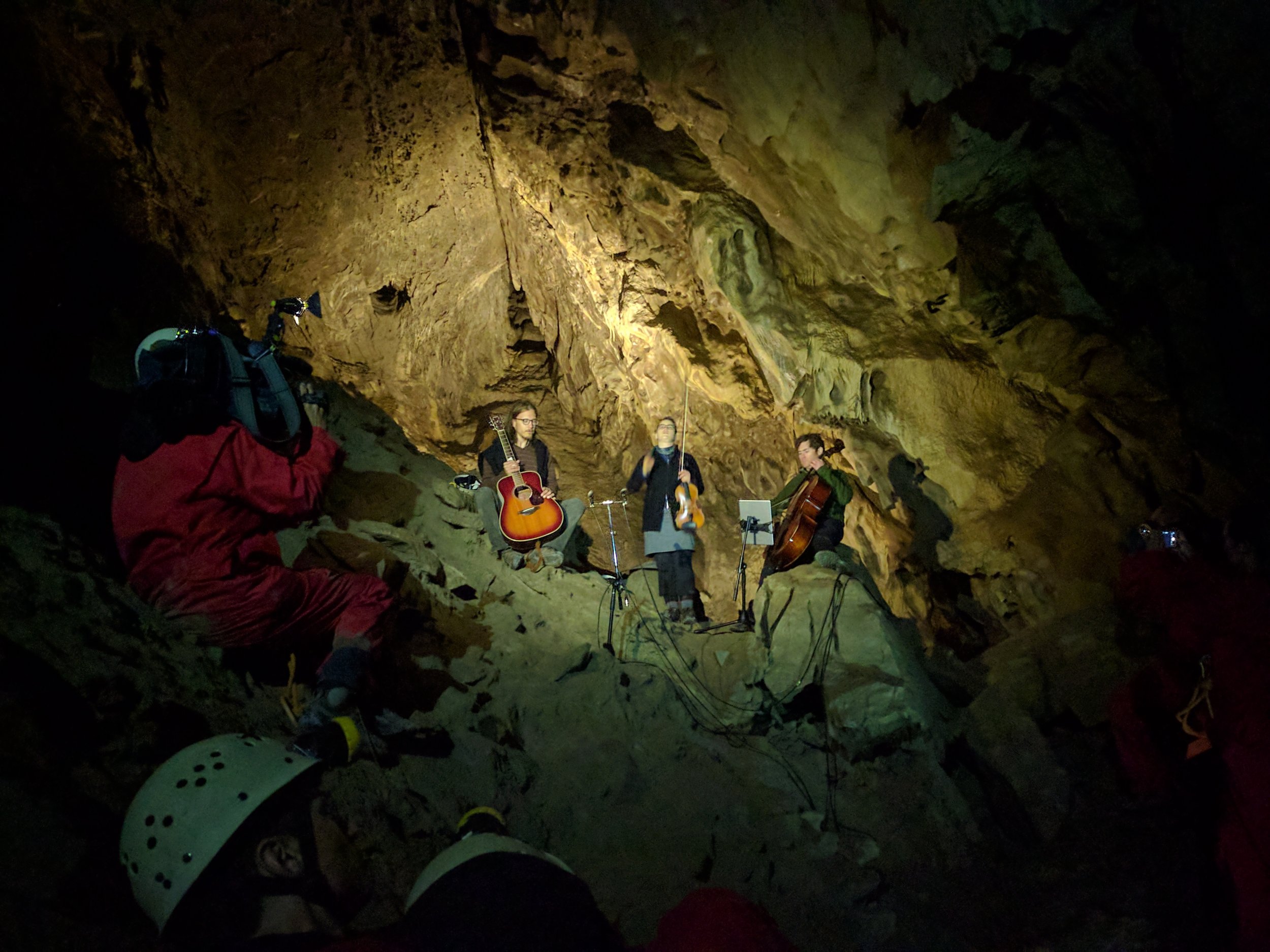Raine performs in The Rat's Nest Cave near Canmore, 10 stories below the Earth.