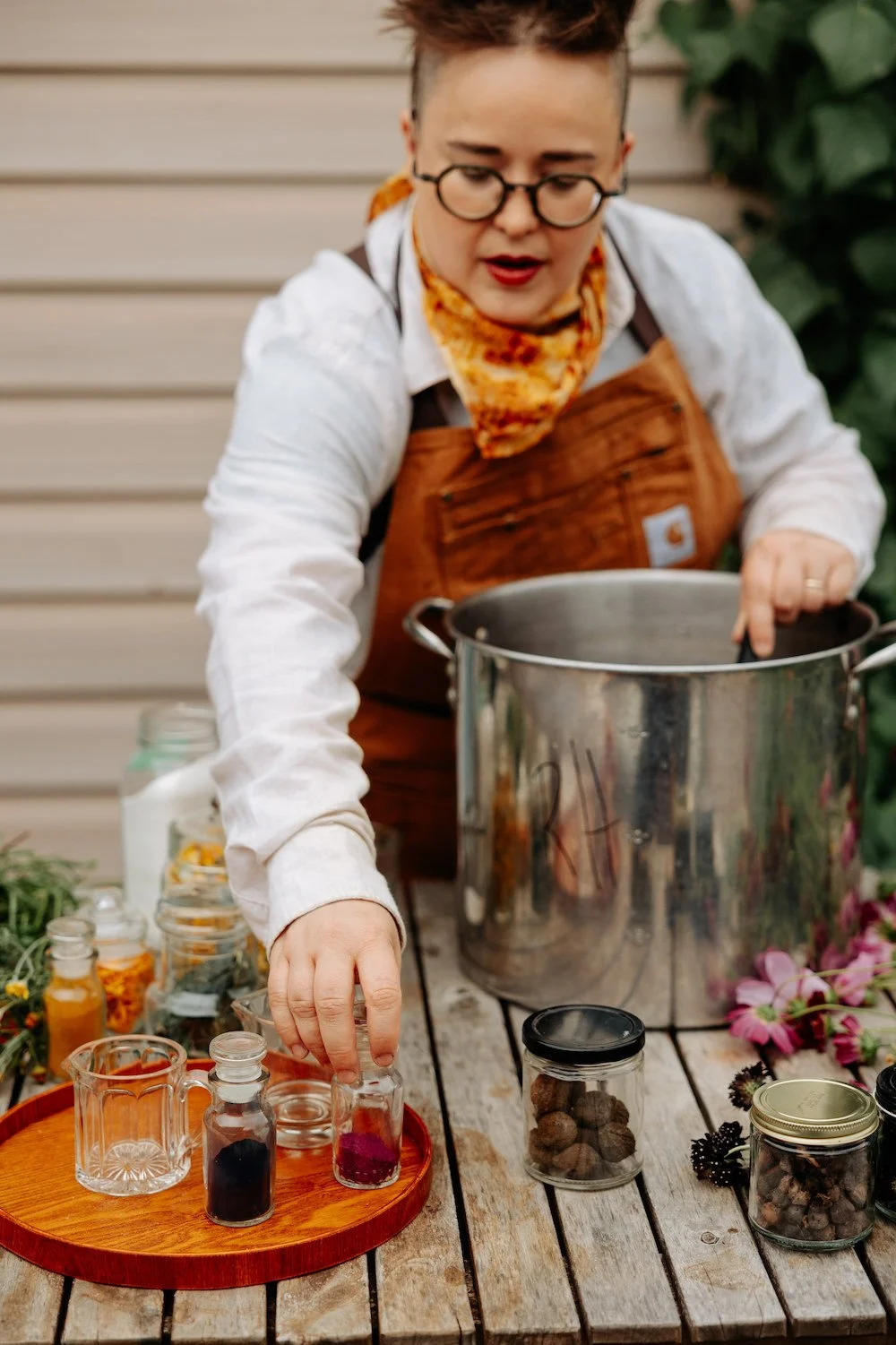  Plant dyes on natural fibres.  Indigo, marigold, madder, onion skin, avocado, tea, mushrooms and more. Immersion dyeing, bundle dyeing, eco printing. 