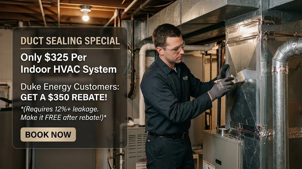 A technician inspecting and cleaning an HVAC system in a commercial building.