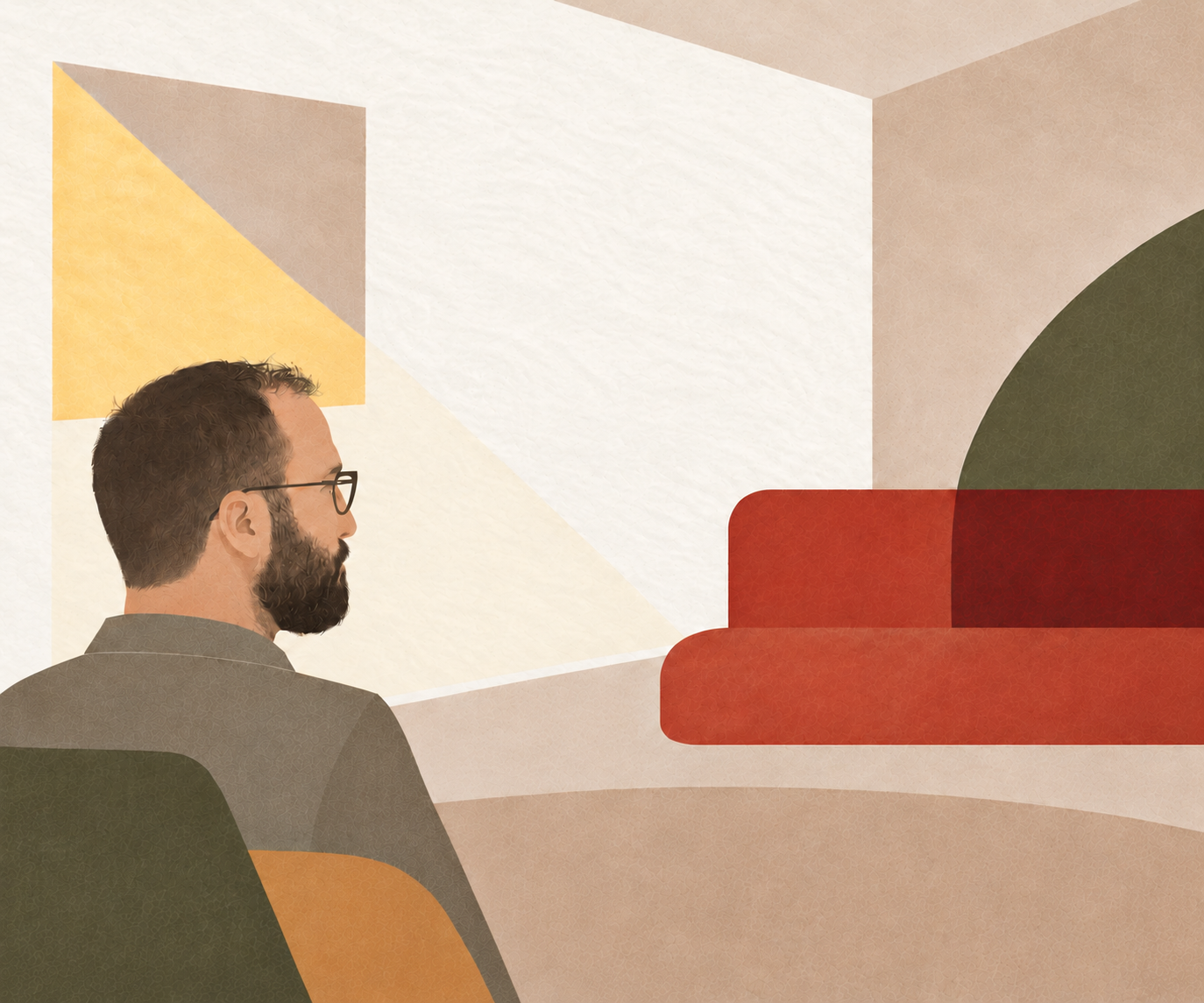 Mert seated in an abstract room. Click Mert to open his CV.