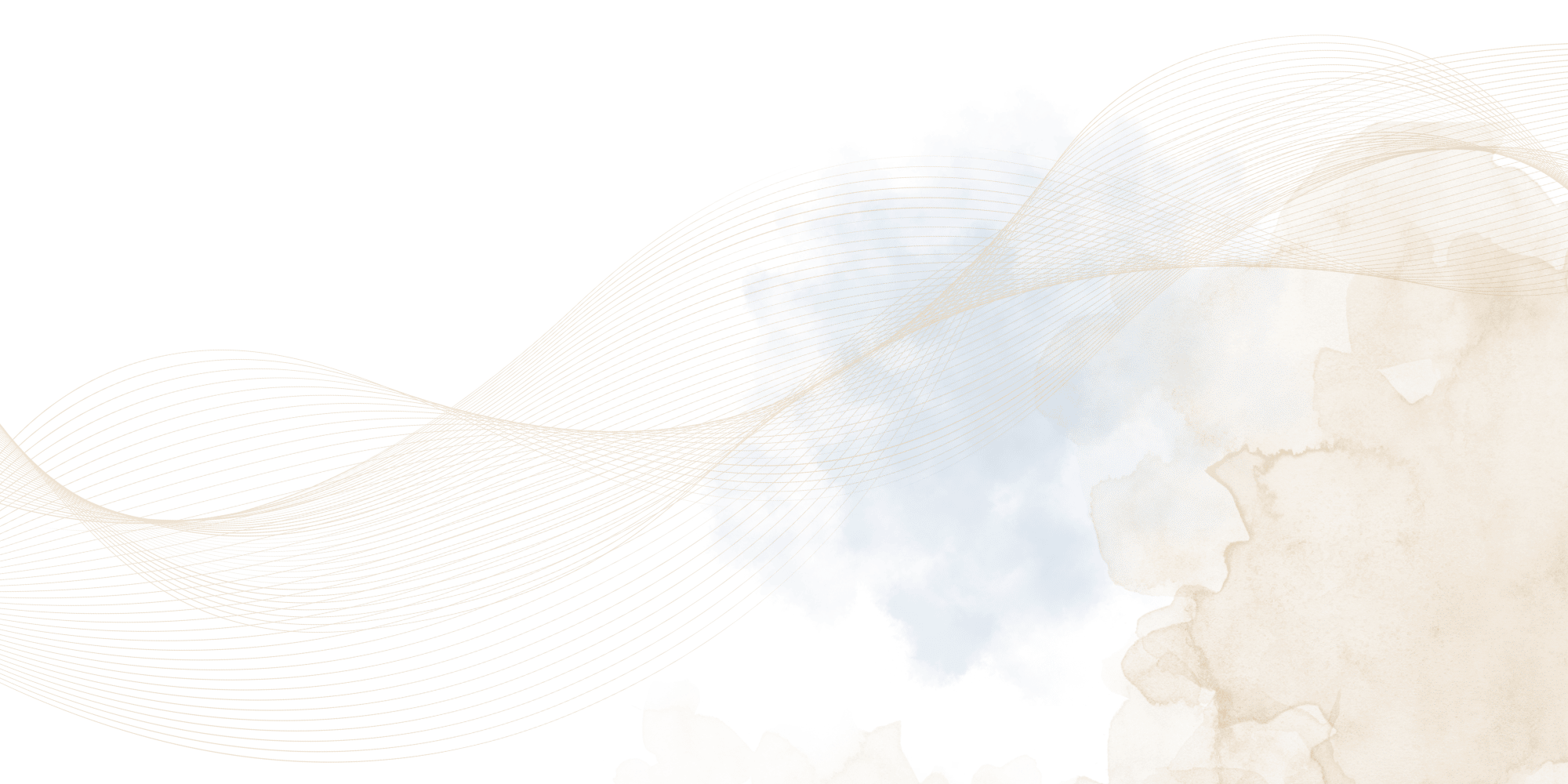Abstract digital artwork featuring blue ink splashes and beige and black background with layered gold lines.