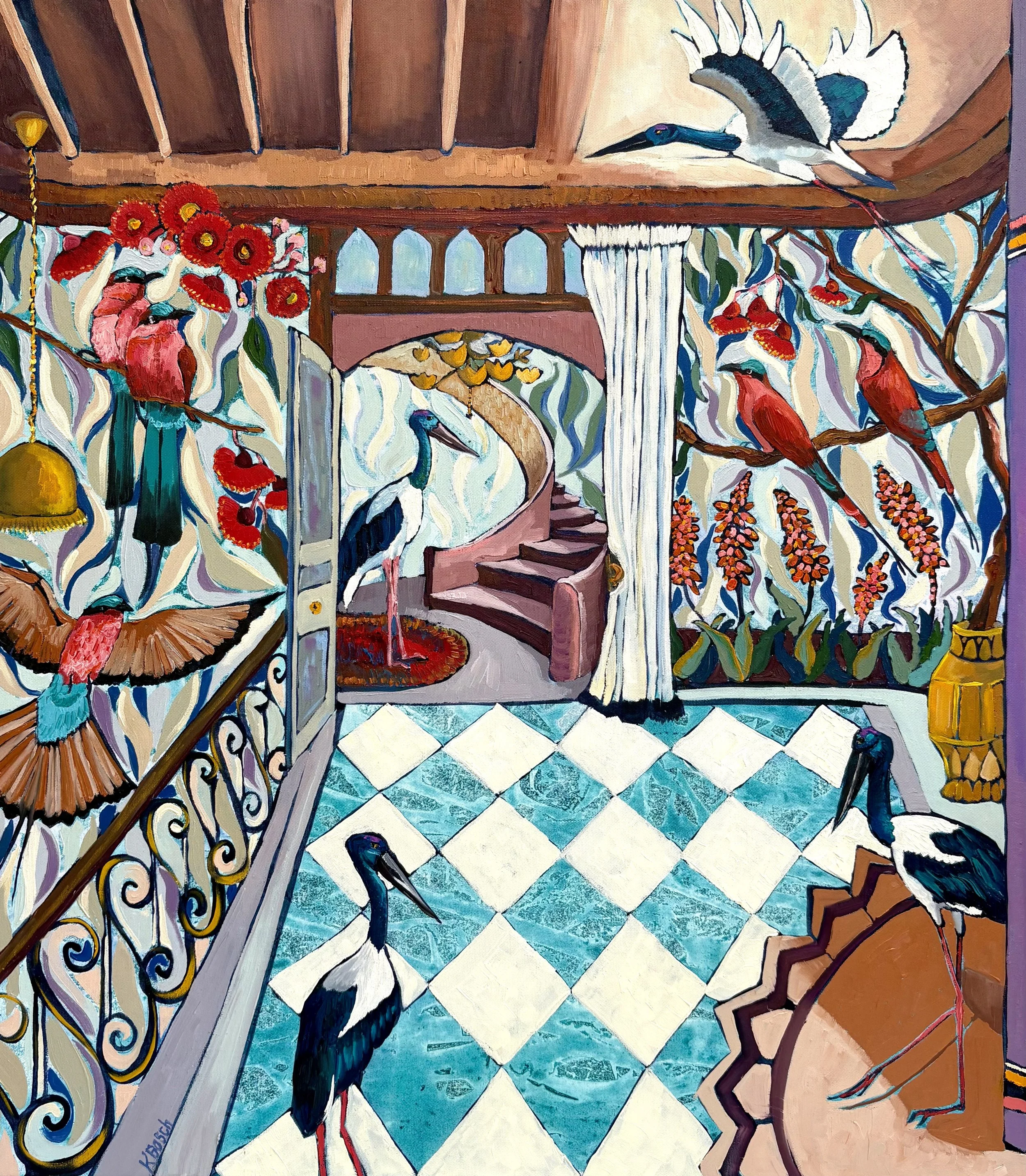 The Ice-Rink, 69x61cm framed, oil on canvas, $1,600