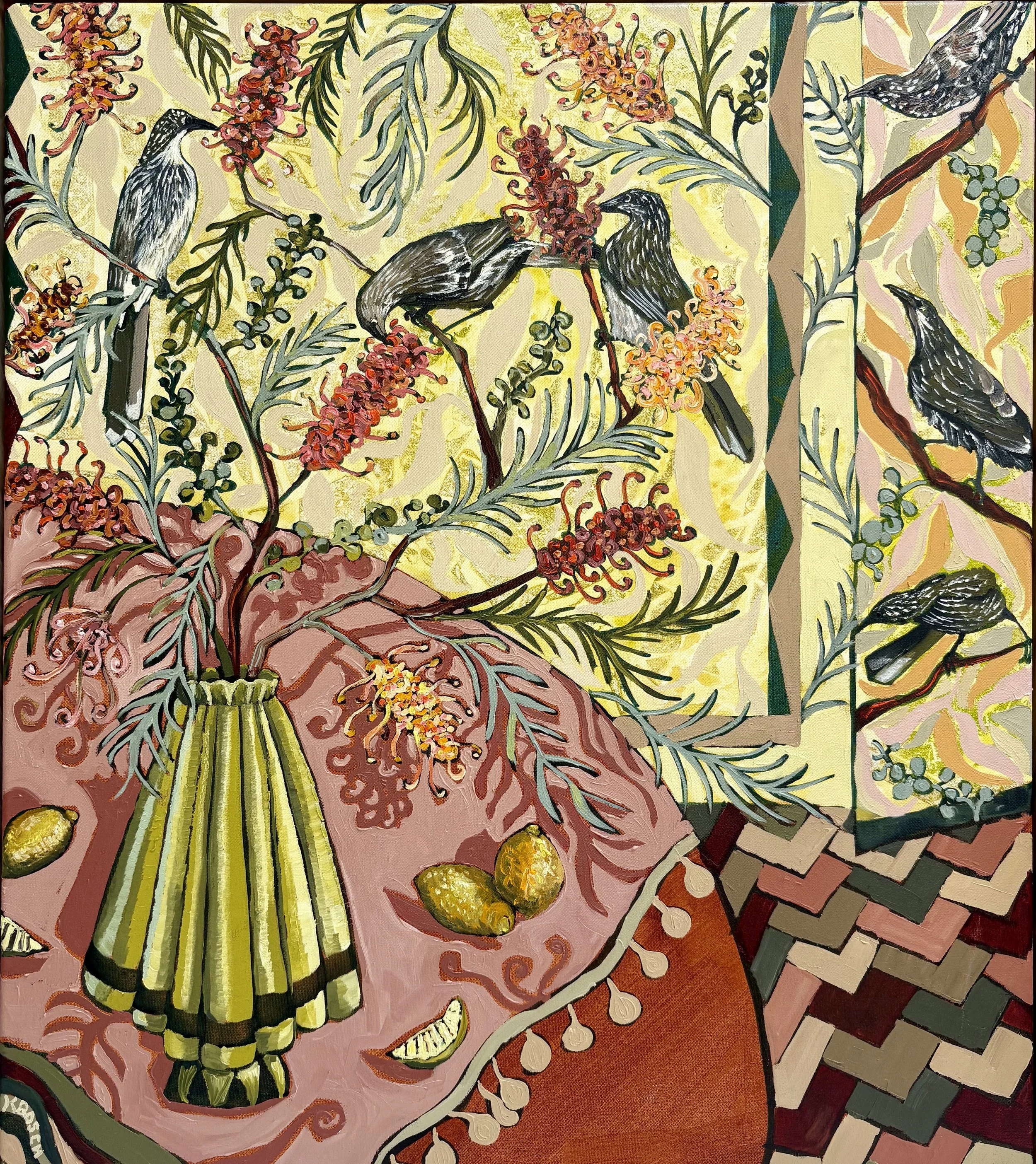 Wattles in the Villeas, 69x61cm framed, oil on canvas, $1,600