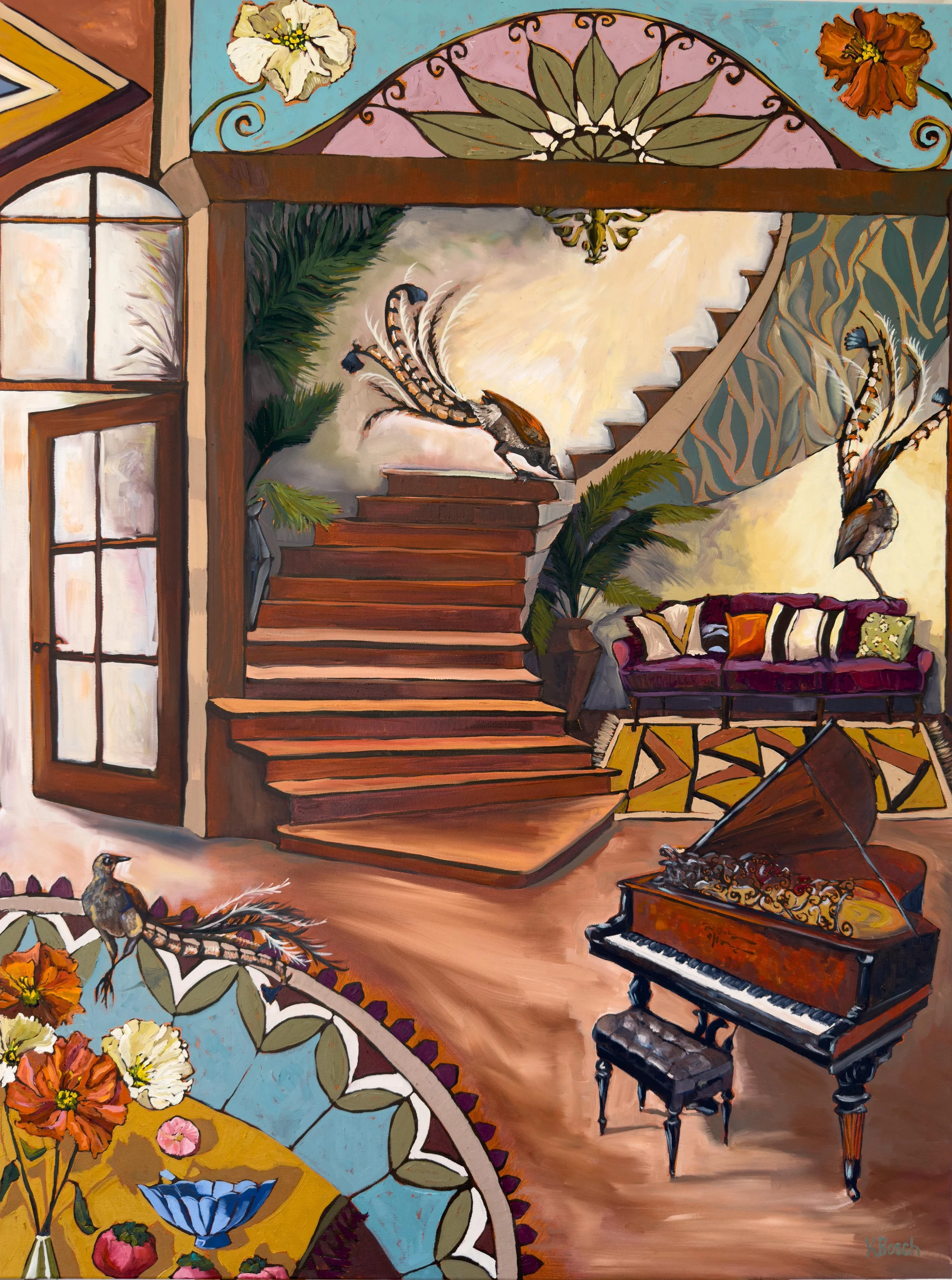 The Ensemble, 103x78cm framed, oil on canvas, $3,000