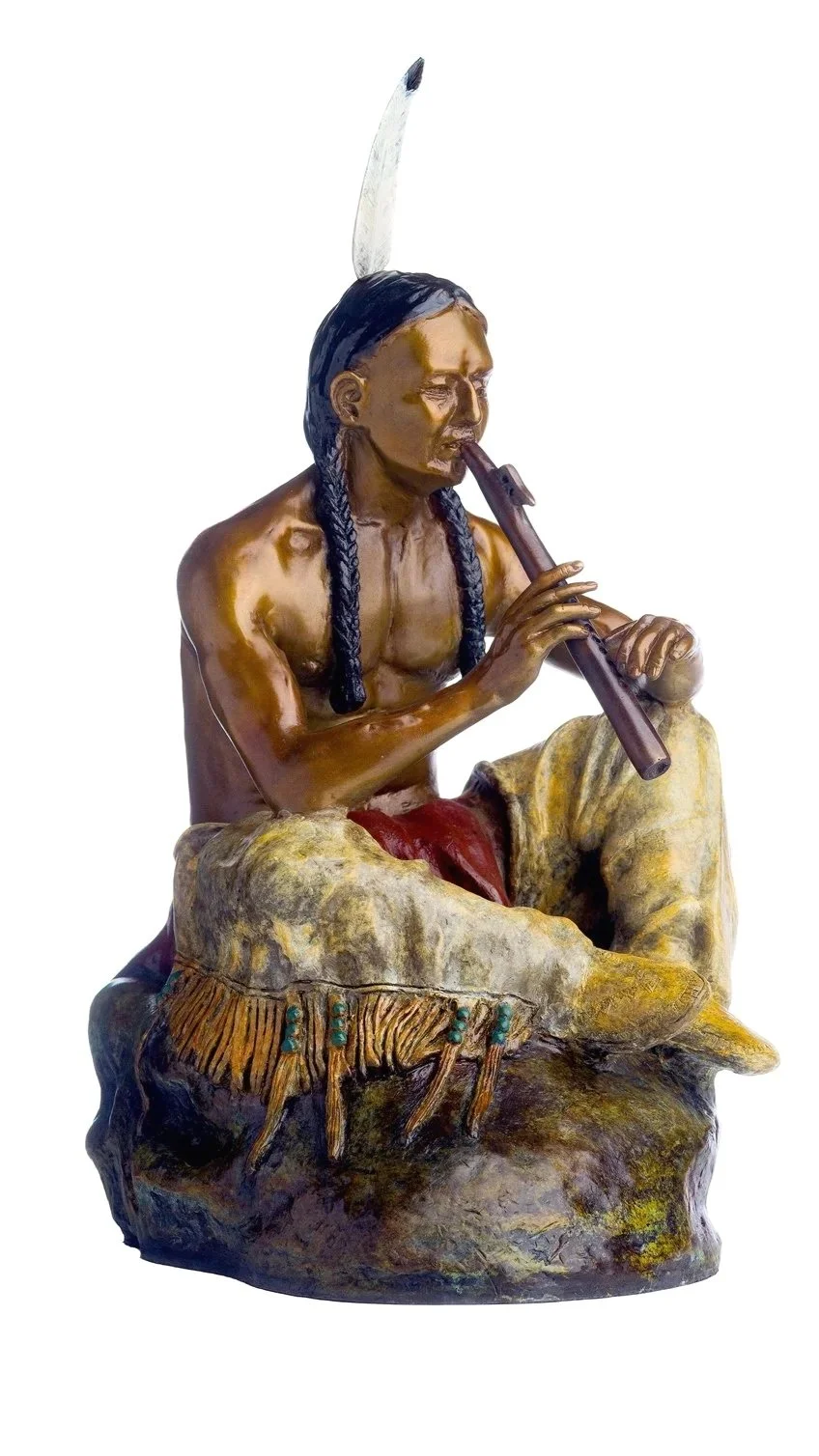 Flute Player 9"w x 19"h x 11"d Bronze mounted on marble base Edition of 7