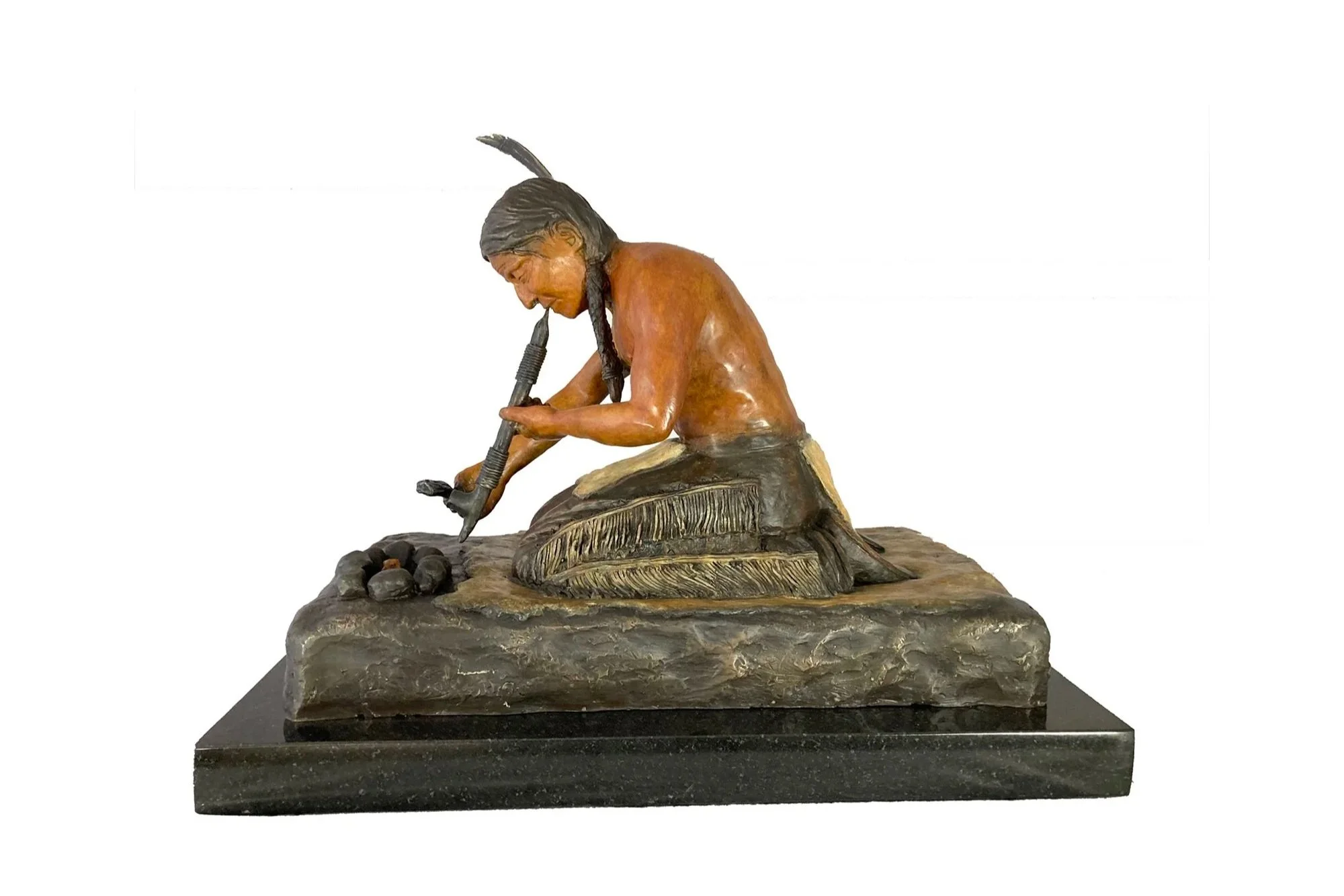 Ceremonial Pipe 17"w x 14"h 9.5"d Bronze mounted on marble base Edition of 7