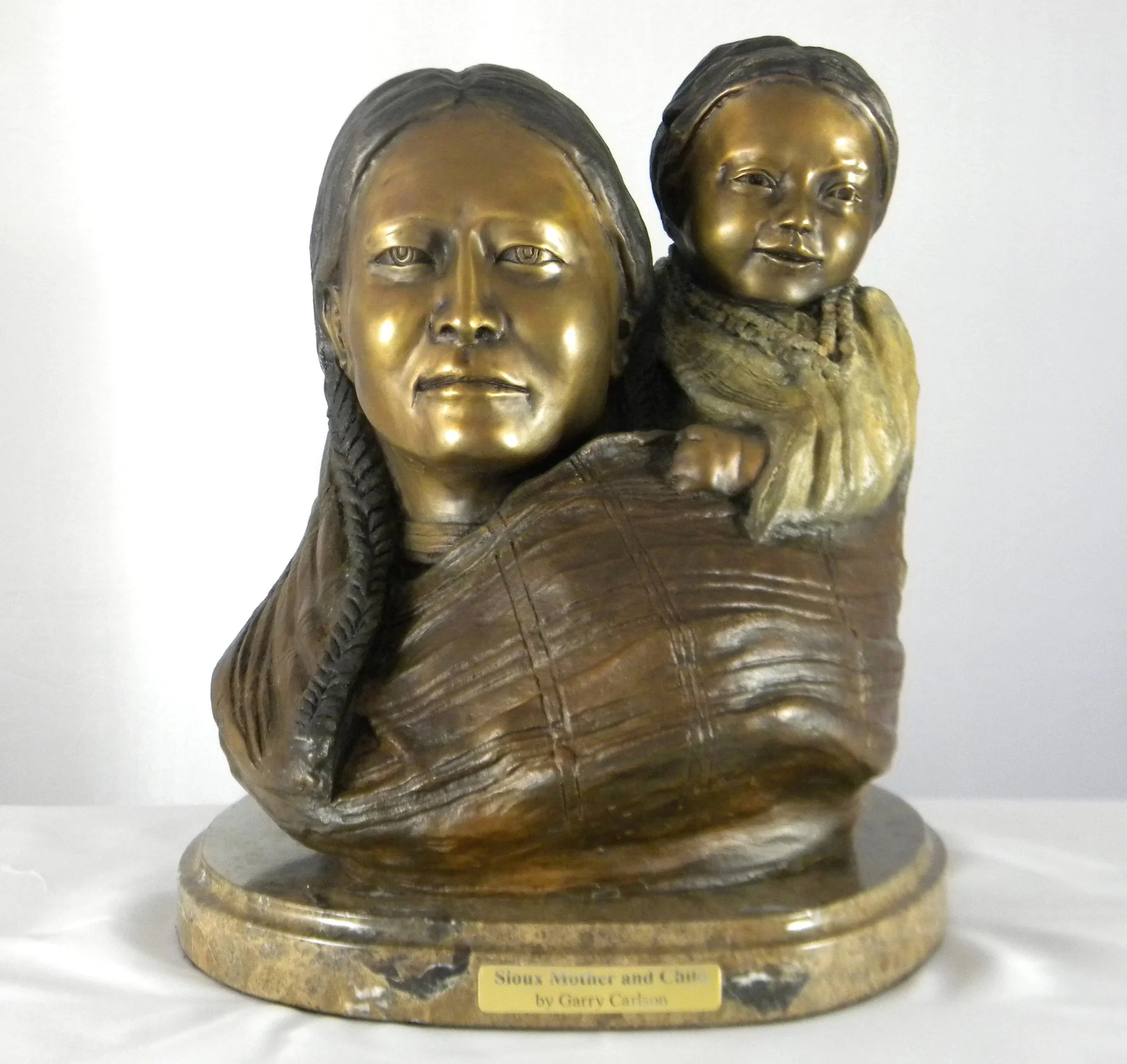 Sioux Mother and Child 11"w x 13"h x 10"d  Bronze mounted on marble base Edition of 7