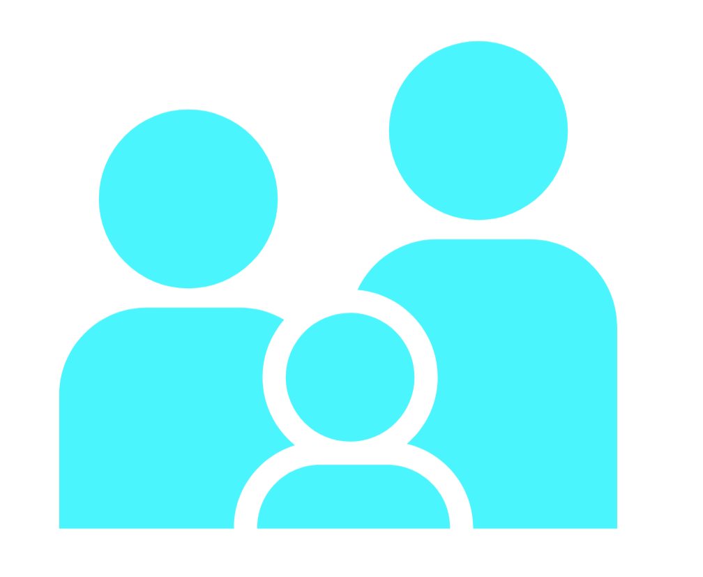 Icon of a family with two adults and a child.