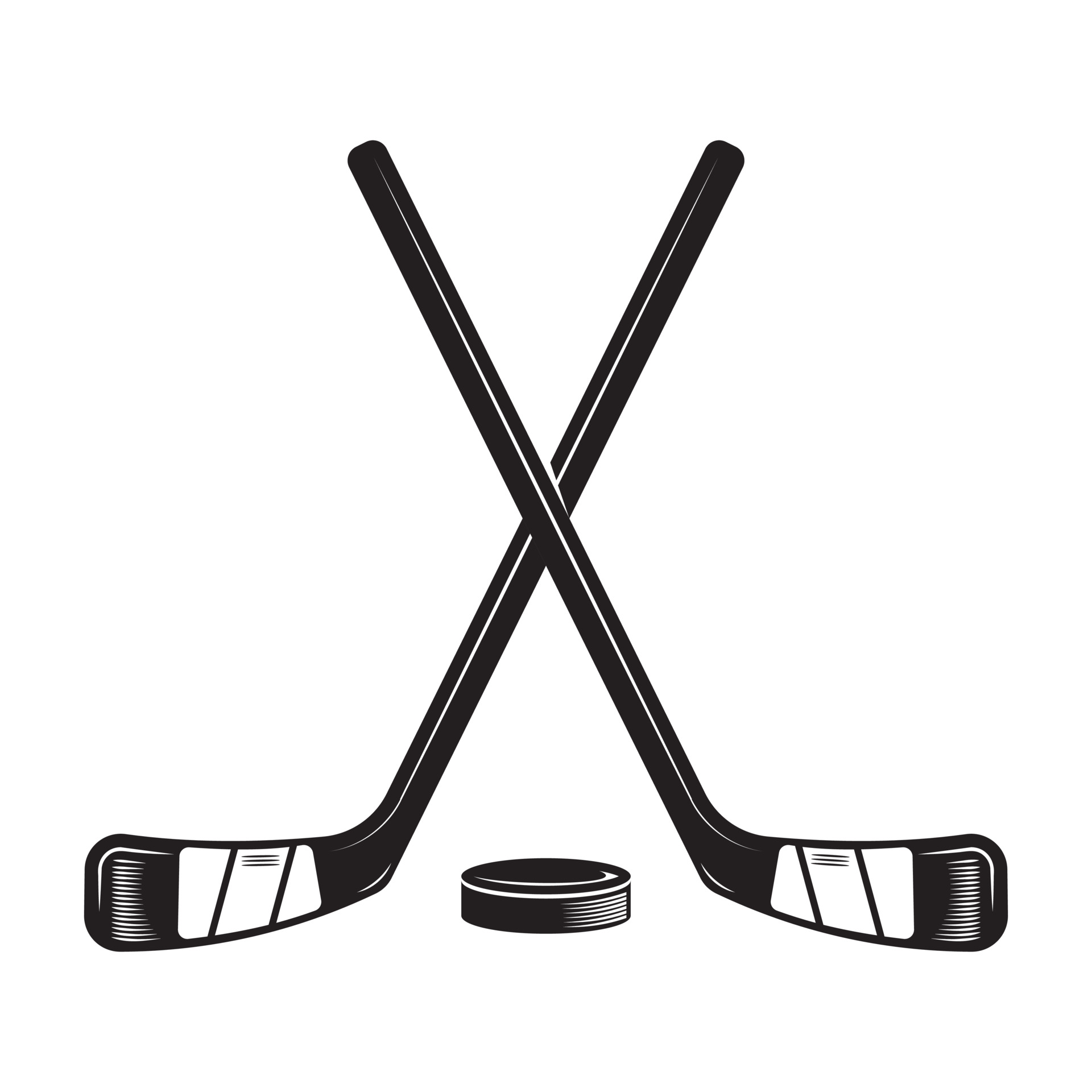 Outline of golf clubs and a golf ball on a tee, black and white illustration.