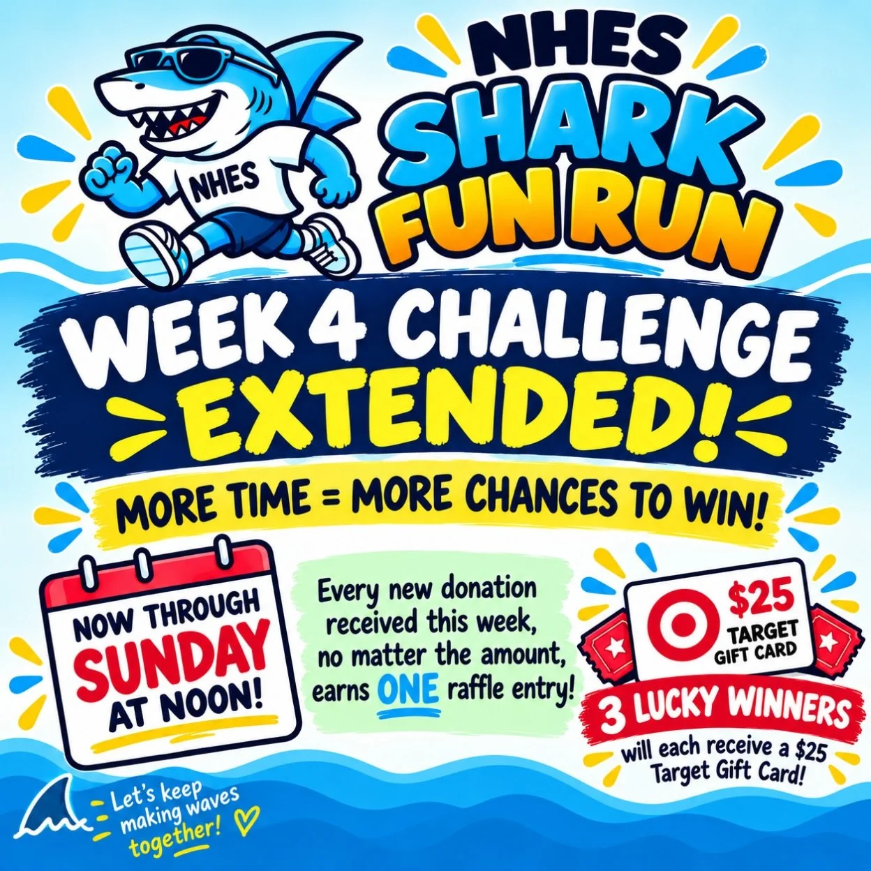 WEEK 4 CHALLENGE EXTENDED!  We&rsquo;re extending our Every Donation Counts challenge through SUNDAY at NOON! 

Every new donation received this week, no matter the amount, earns ONE raffle entry!

3 LUCKY WINNERS will each receive a $25 TARGET GIFT 