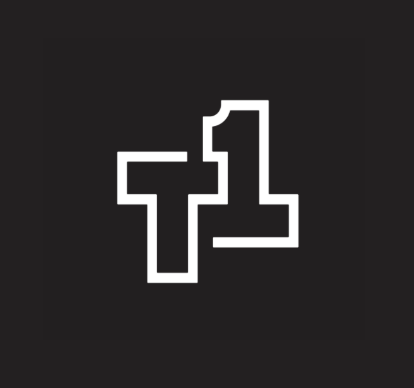 White stylized number one logo on a dark background