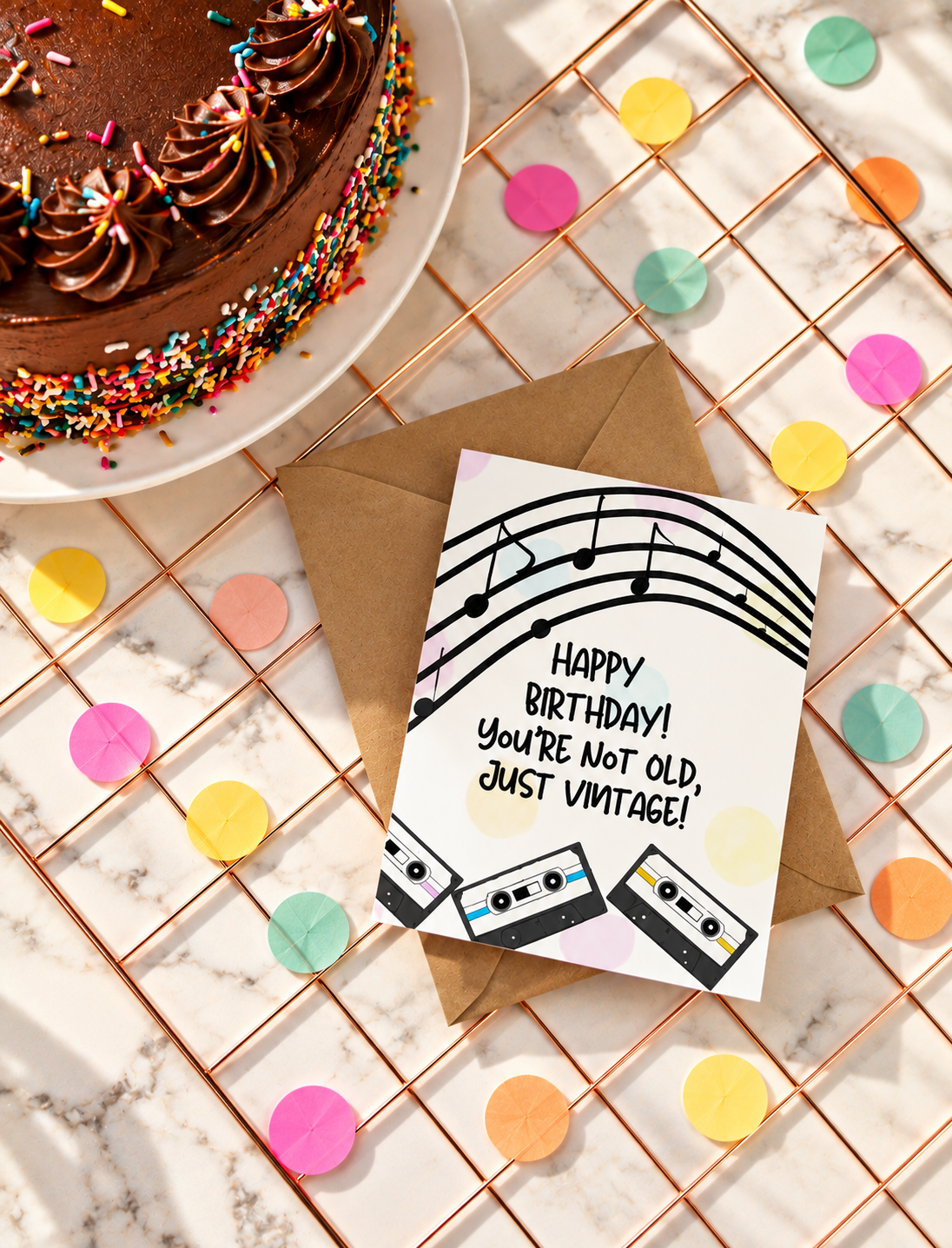 Hand Drawn Retro Birthday Greeting Card