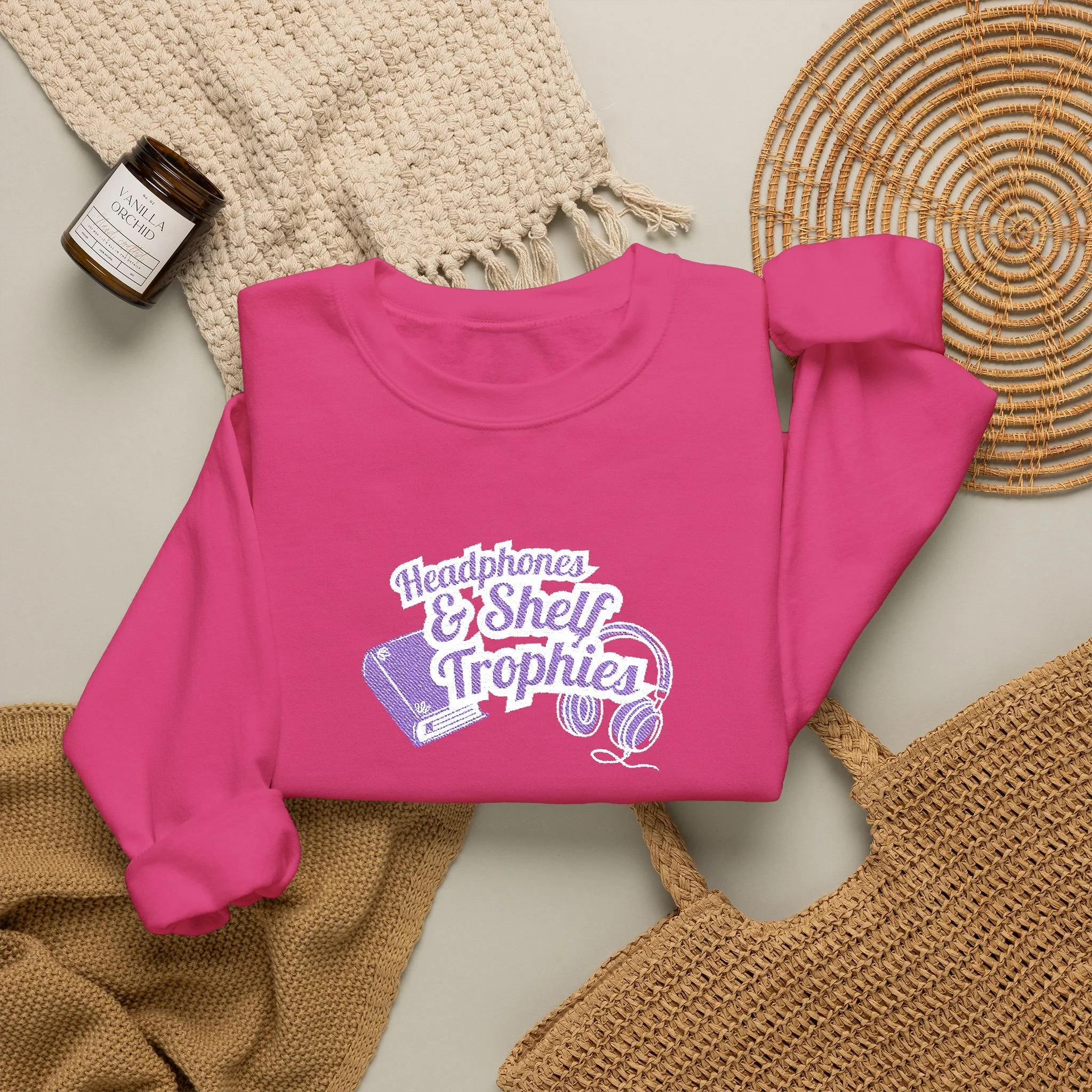 Headphones & Shelf Trophies Embroidered - Unisex Crewneck Sweatshirt