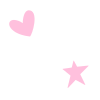 Pink heart and pink star on a black background