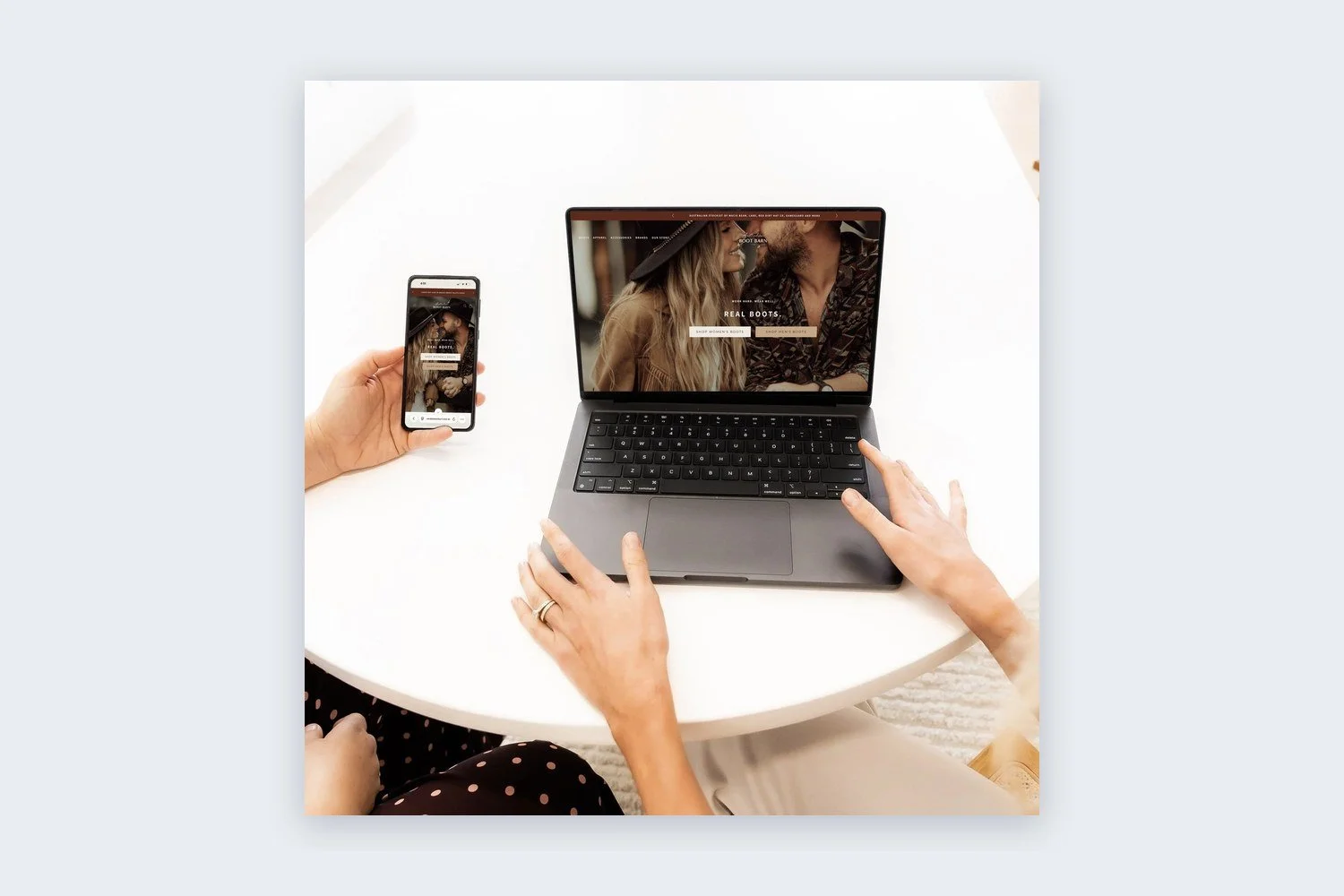 Australian Boot Barn website on laptop and mobile