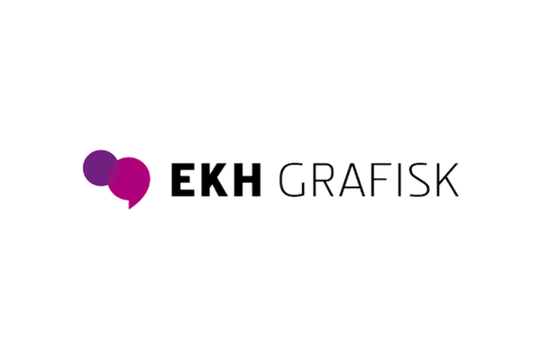 Logo med to pratende boble-ikoner ved siden av teksten 'EKH GRAFISK'.