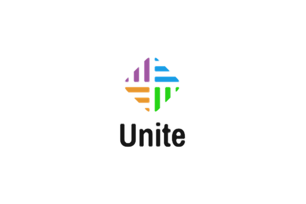 Fargelagt logo med seks fargede kvadrater og ordet 'Unite' under.