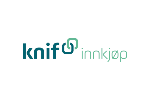 Logo med teksten "knif innkjøp" og en grafisk ikoni av en lenke.