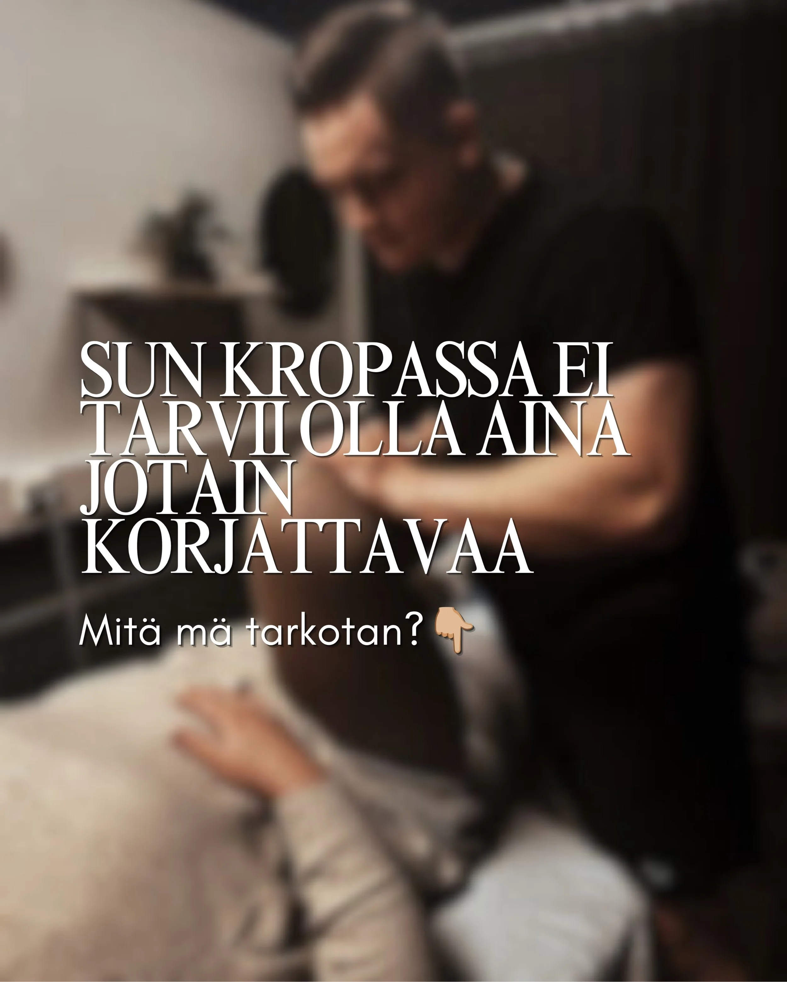 Terveys- ja hyvinvointialalla tulee helposti sellainen fiilis, ett&auml; aina pit&auml;isi olla jotain ty&ouml;n alla.

✖️Parempi ryhti
✖️Parempi liikkuvuus
✖️Parempi palautuminen
✖️Pit&auml;s venytell&auml; enemm&auml;n (ei oikeesti tarvii)

JNE.

M