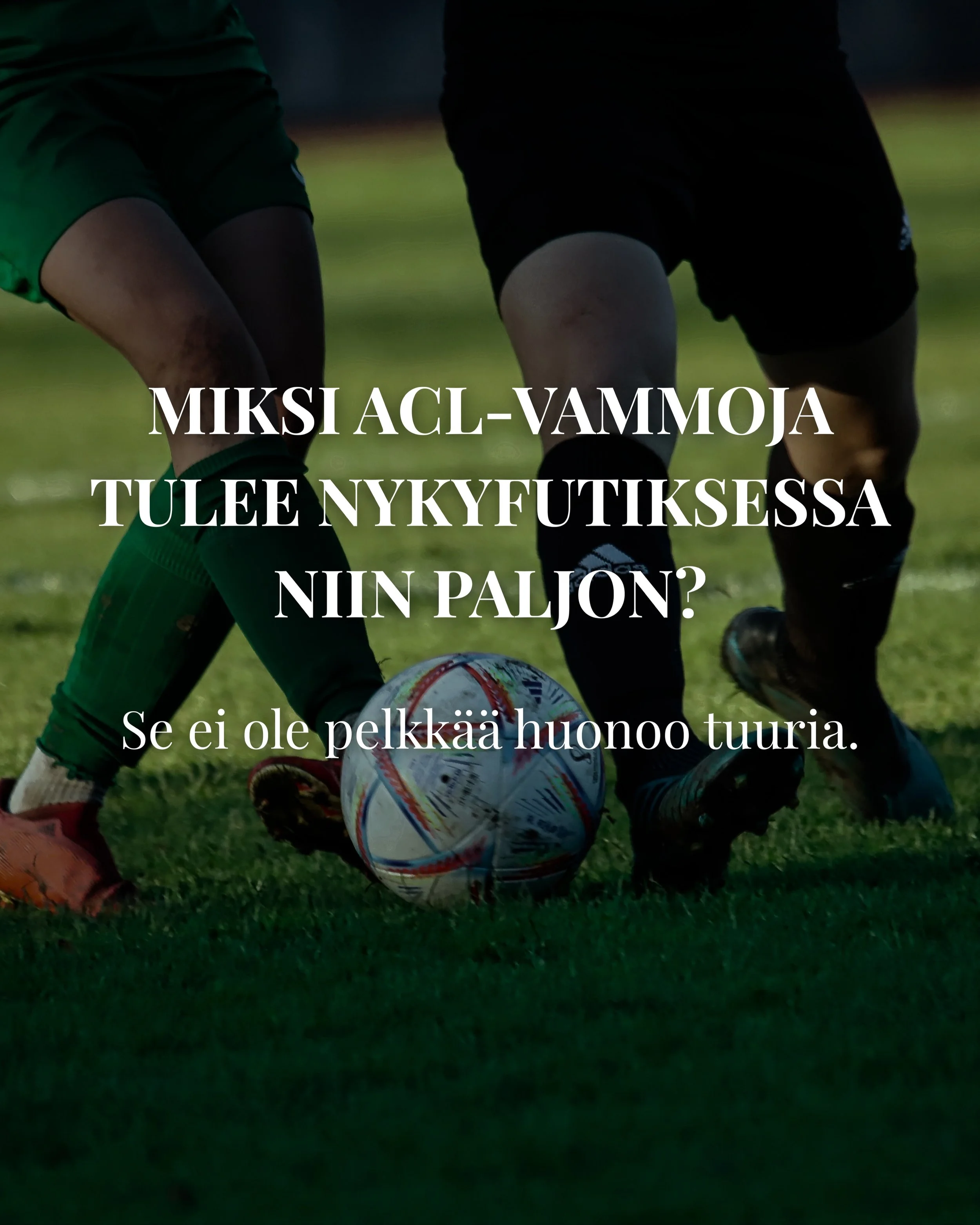 ACL-vammoja tuntuu tulevan nykyfutiksessa ihan jatkuvasti.

Yht&auml; yksitt&auml;ist&auml; syyt&auml; niille ei ole. Eturistiside voi menn&auml; monen asian summana: vauhti, jarrutus, suunnanmuutos, kontaktit, aiemmat vammat ja joskus ihan vaan surk