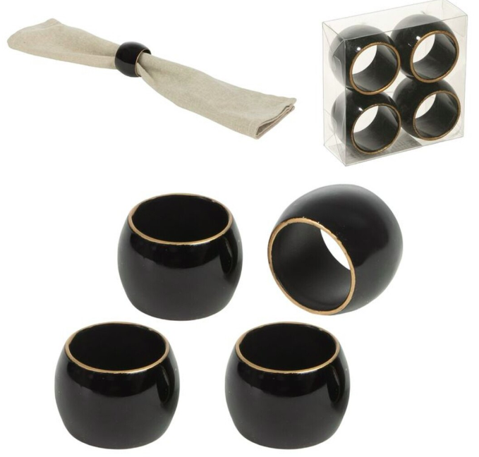 JUEGO DE 4 SERVILLETEROS ROYAL ANIMAL NEGRO
