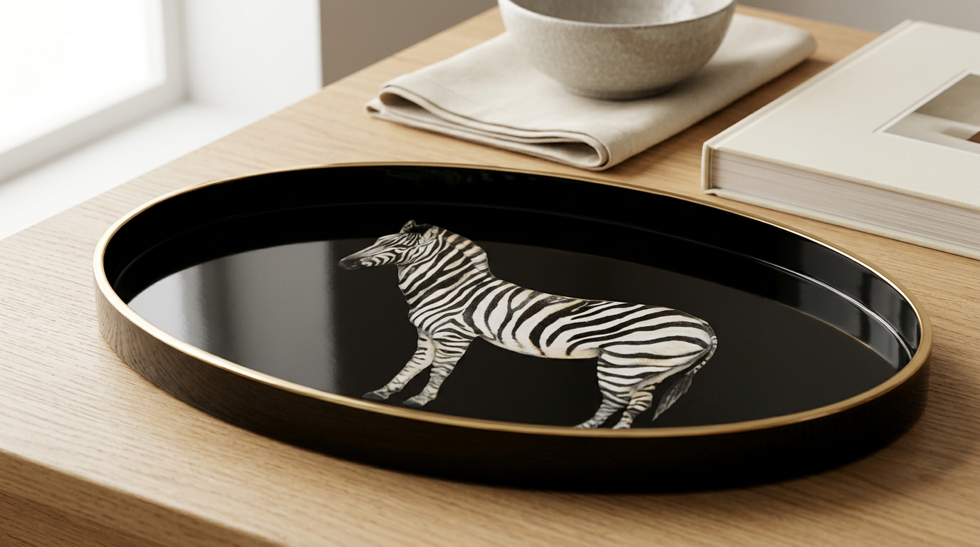 BANDEJA OVAL ROYAL ANIMAL ZEBRA