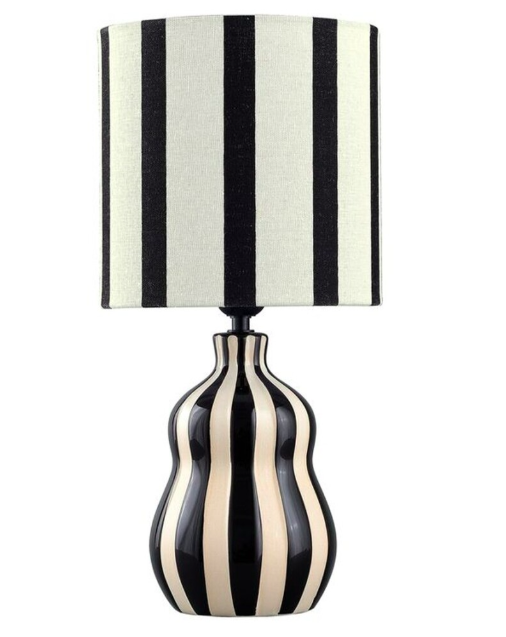 LAMPARA BASE CERAMICA RAYAS NEGRAS
