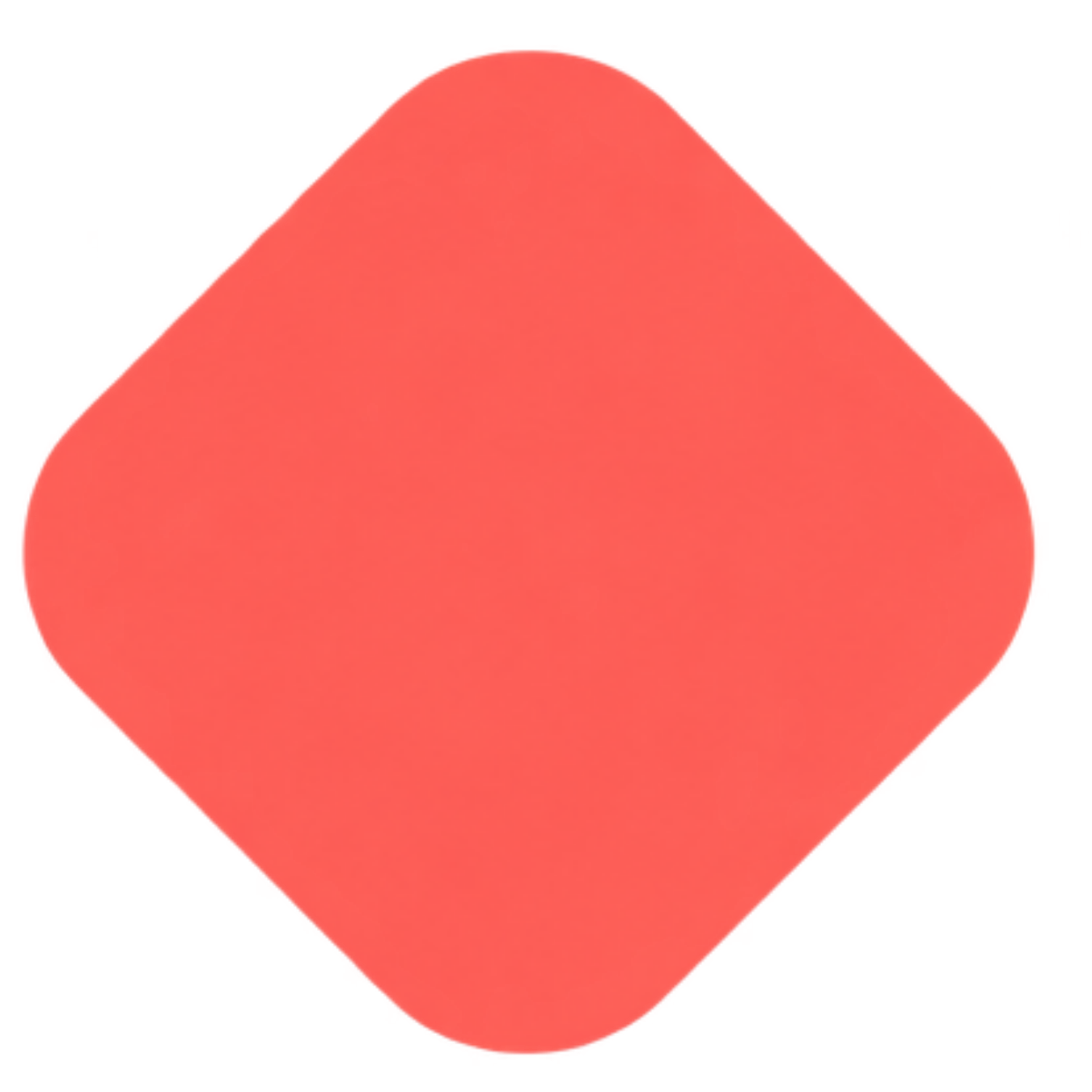 A 3D digital rendering of a rounded cube with a gradient pink color against a red background.