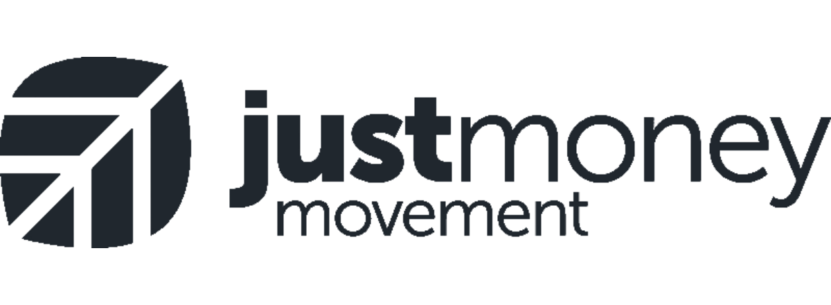 Just Money movement logo with a circular design and text 'just money movement'.