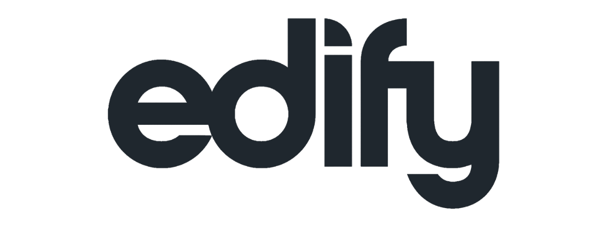 The word 'edify' in lowercase black letters on a white background.