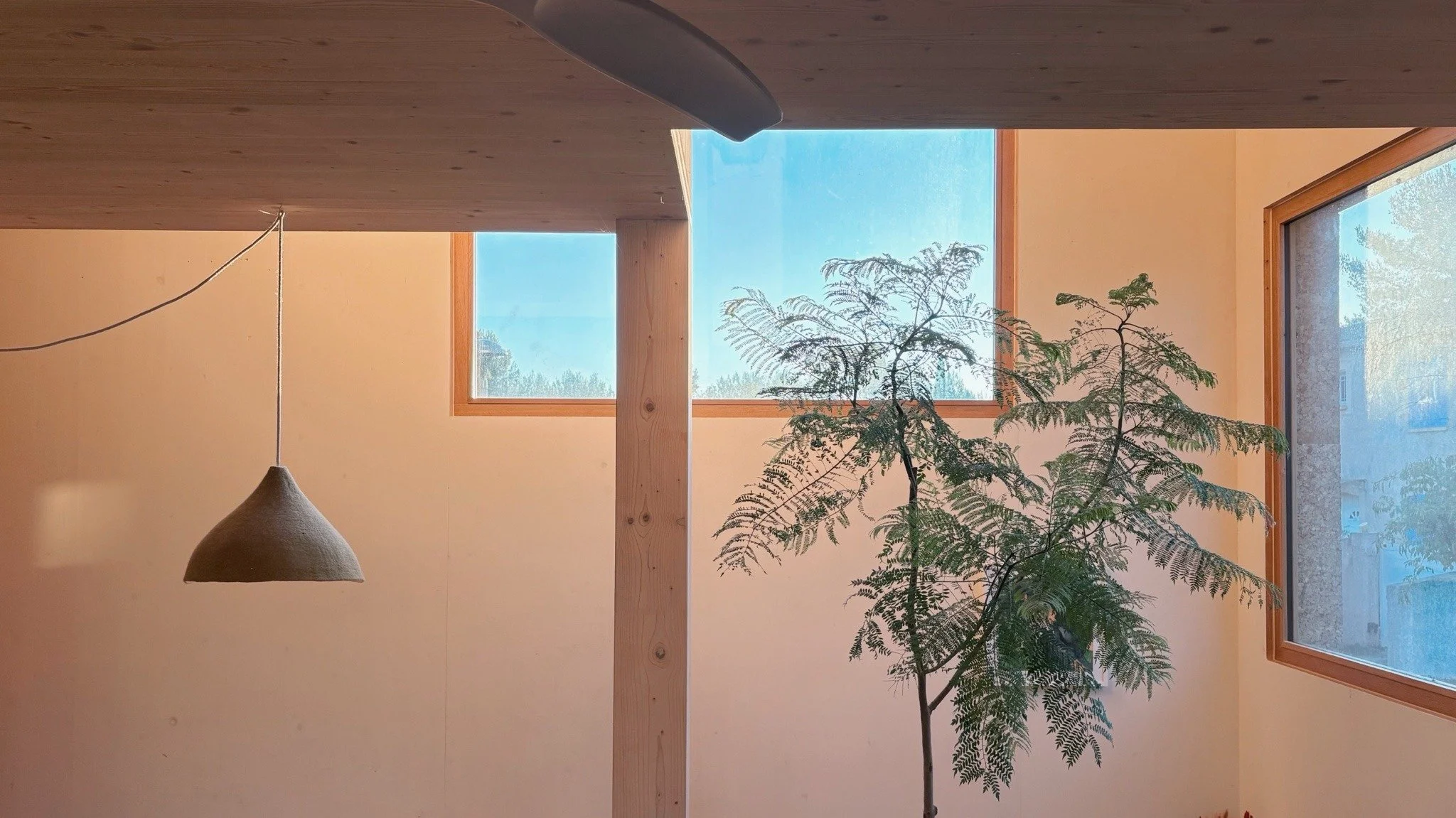 Maison d'architecte, CLT bois, avec grande ouvertures et arbre planté en intérieur
Projet: Home v3
Lieu: Peyrolles en Provence