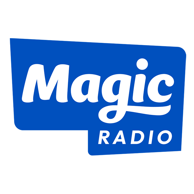 Magic Radio logo with blue background and white text.