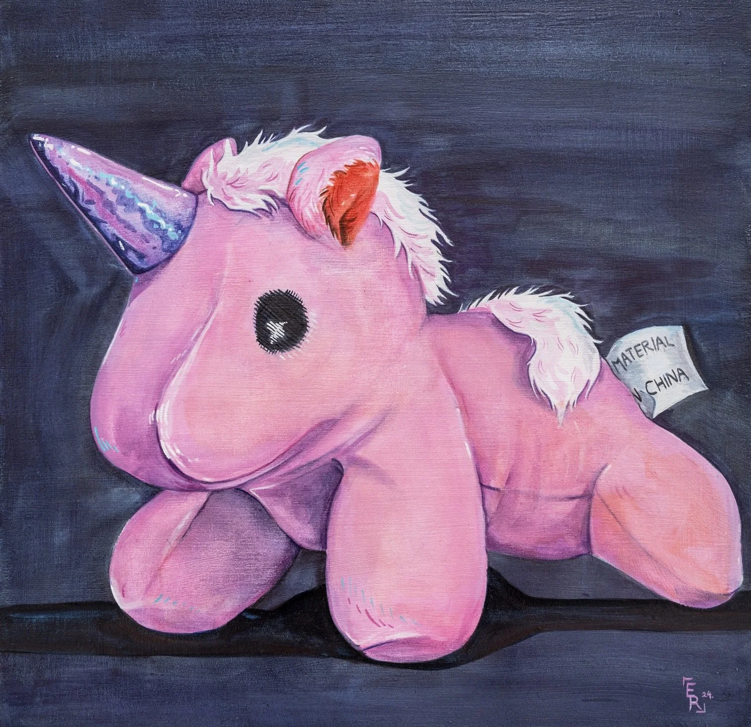 Slug the Unicorn, watercolour and gouache on panel, 30 x 30cm, 2024.