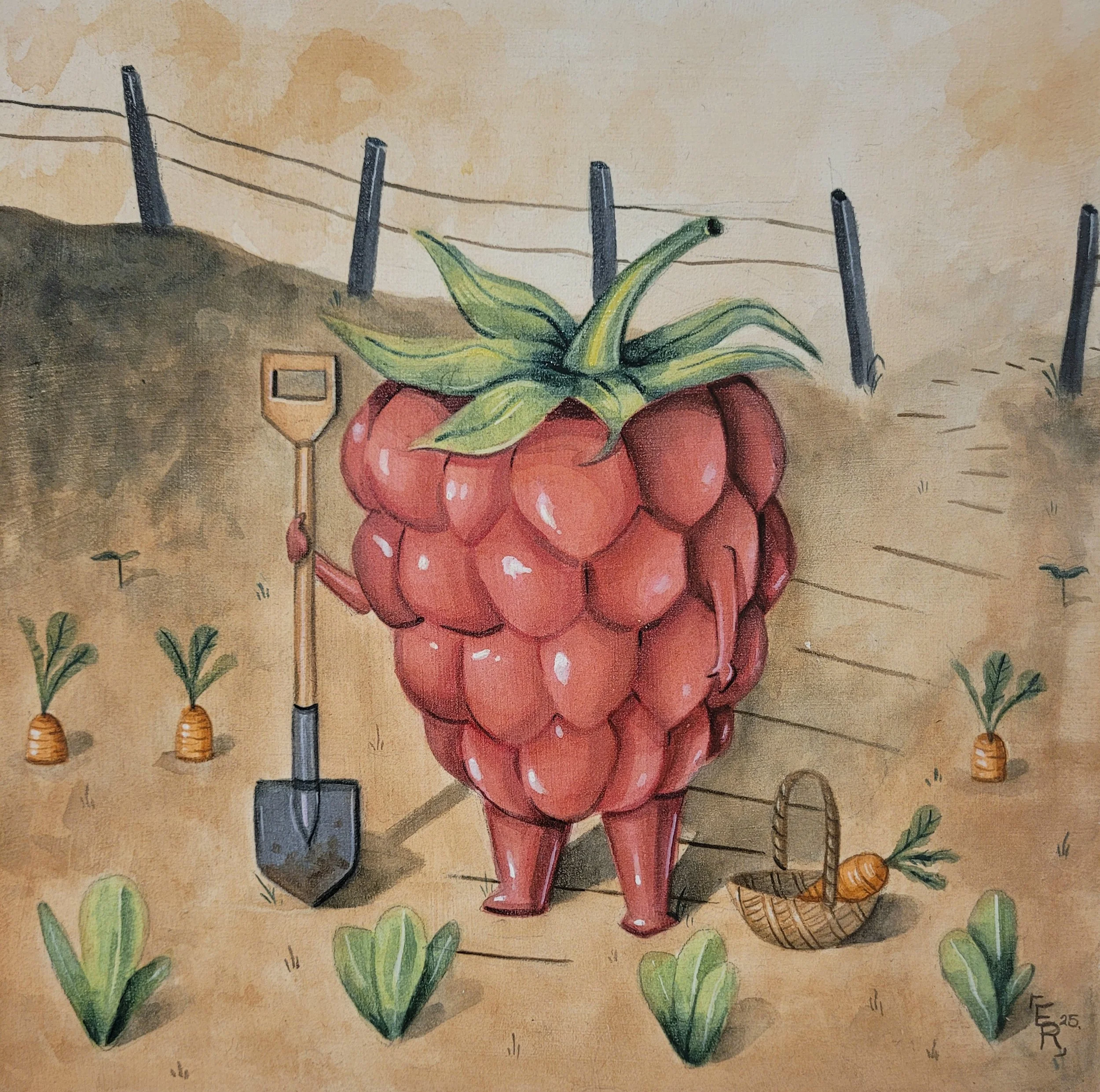 A day off well spent. watercolour and goauche on panel. 25 x 25 cm, 2025.