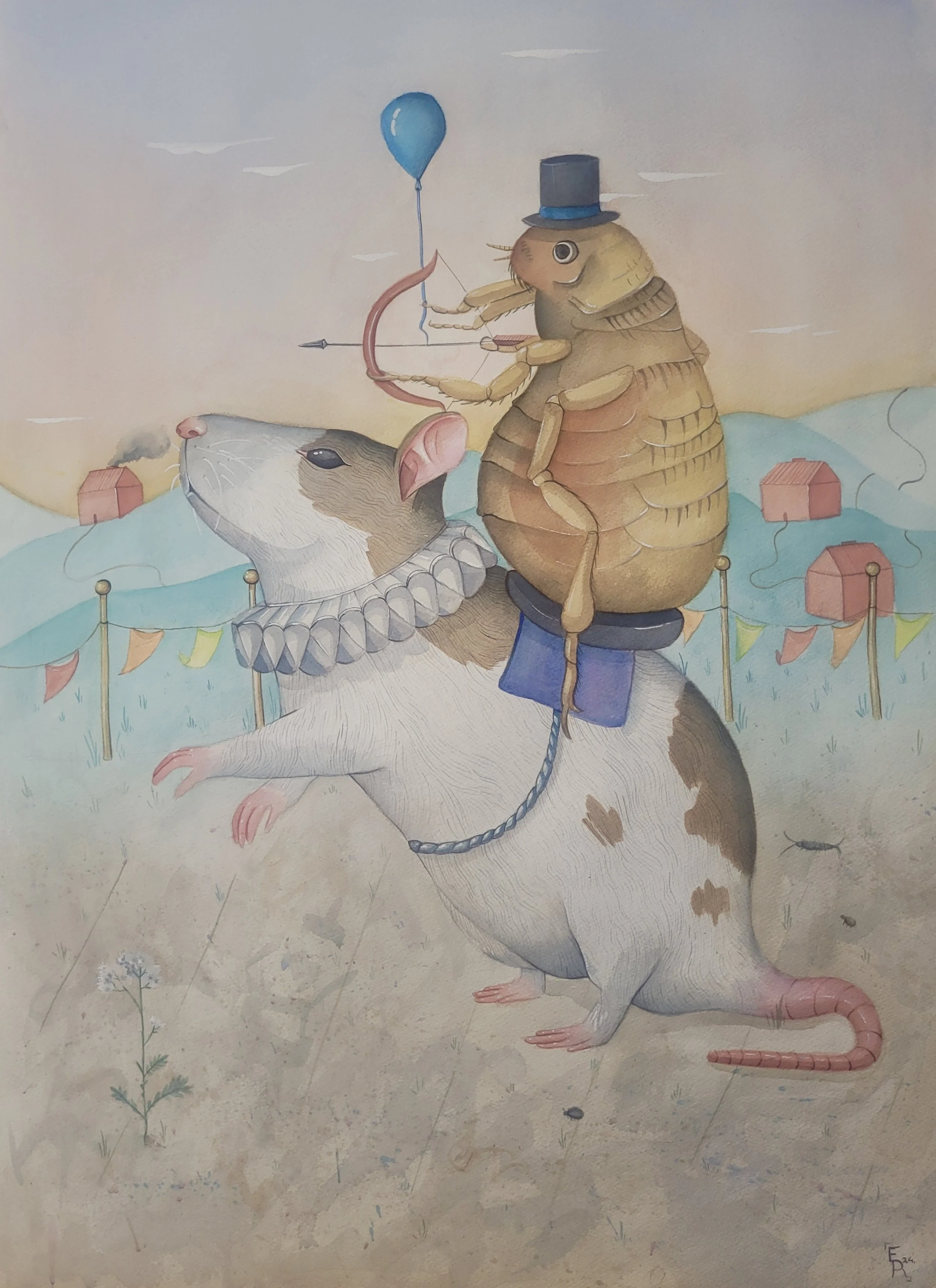 Pestilence, watercolour on paper, 2024.