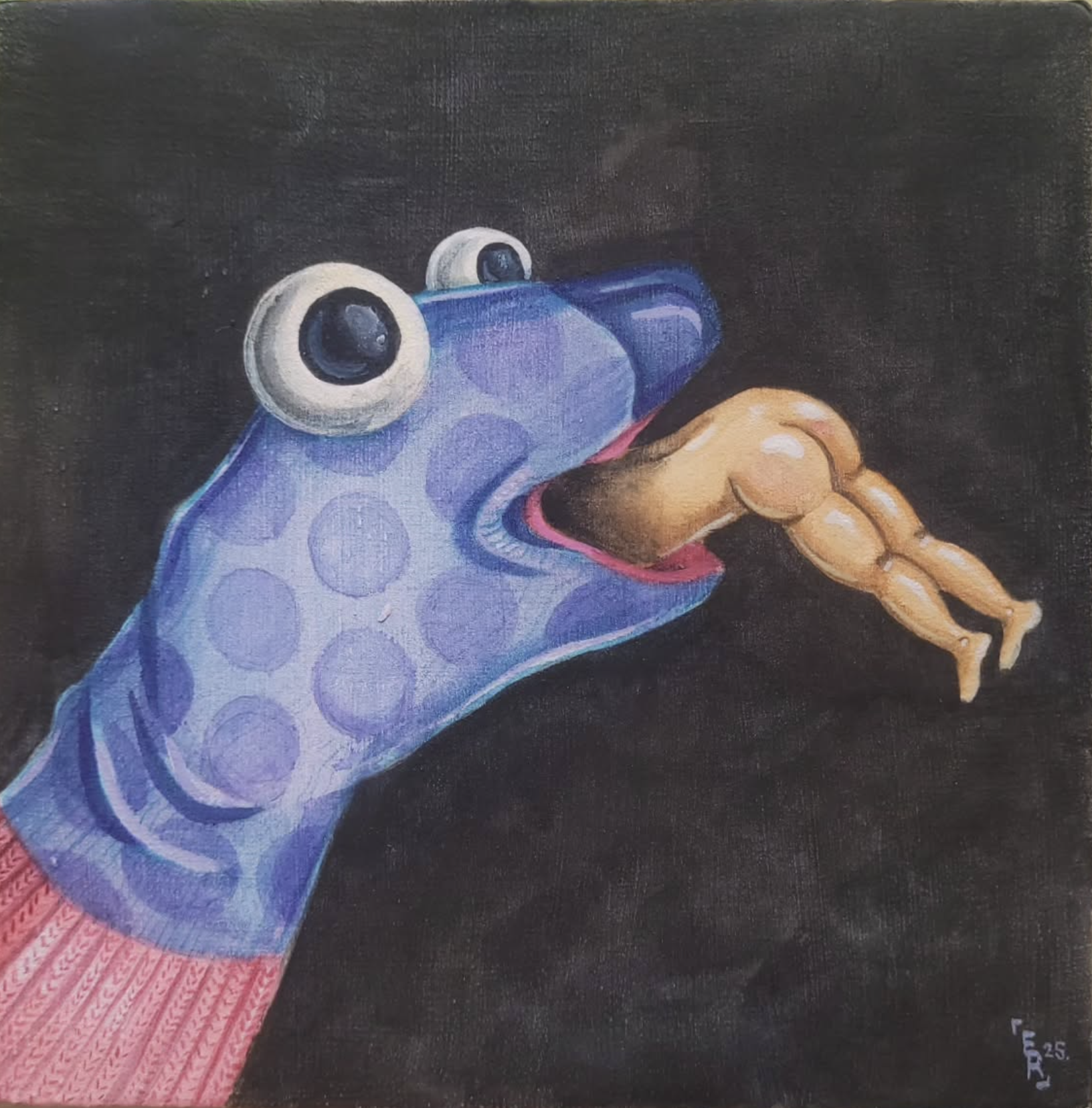 Hieronymus Socks, watercolour and gouache on panel, 2025.