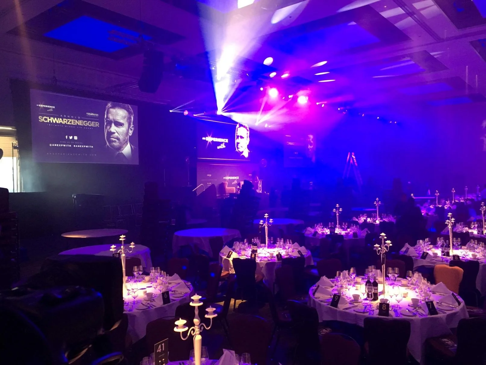 Atmospheric coloured lighting at a conference event