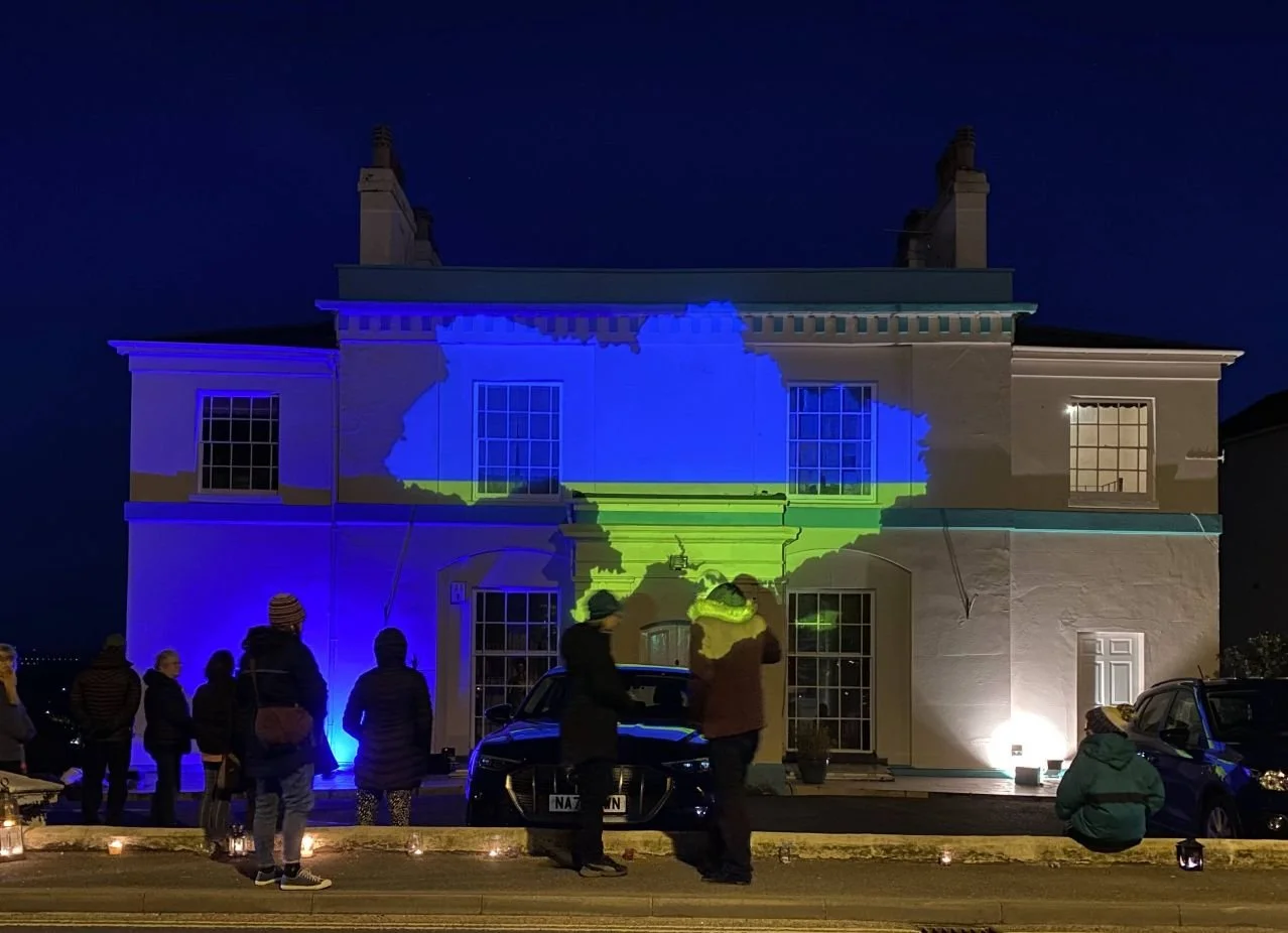 Projection on the Malvern temple