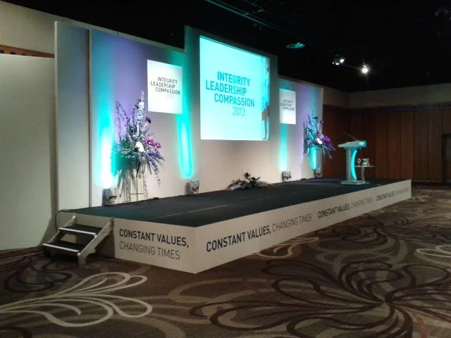 Corporate event stage branding and presentation