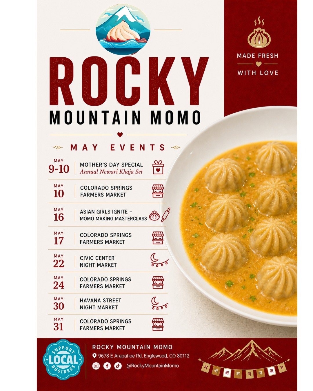 From farmers markets to night markets to special events, Summer is here and we&rsquo;re excited!

Create some momories where you can, we&rsquo;ll be serving momo magic wherever we go 🥟🇳🇵