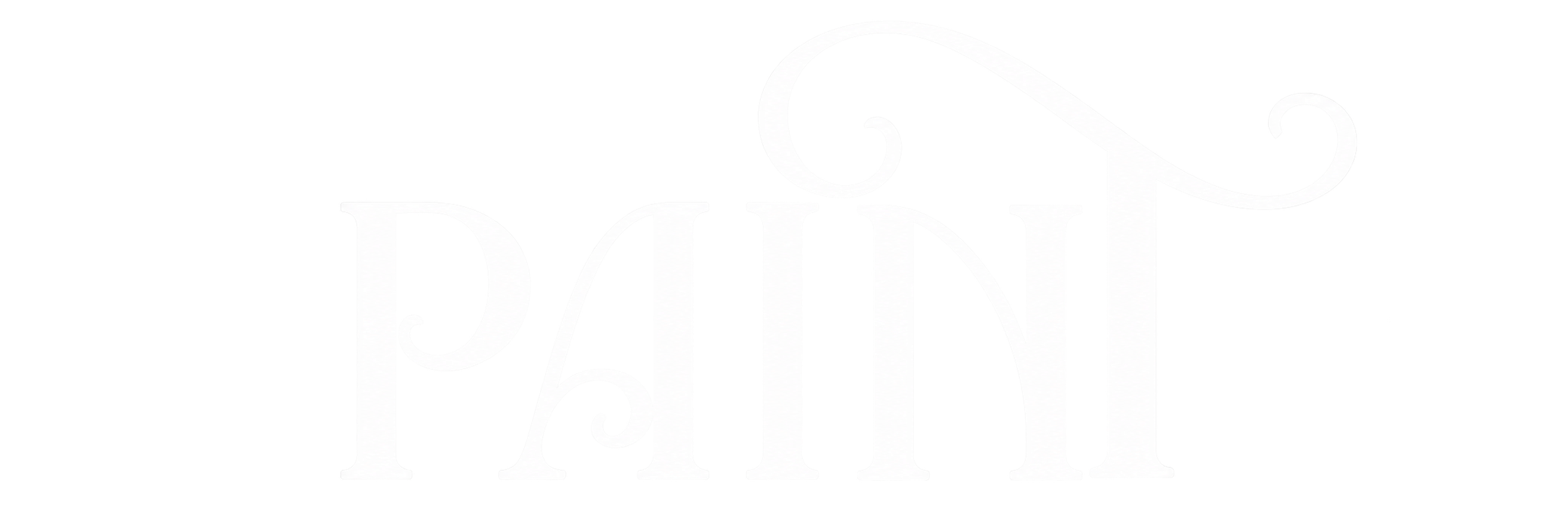 The word 'PAINT' written in white ornate font on a black background.