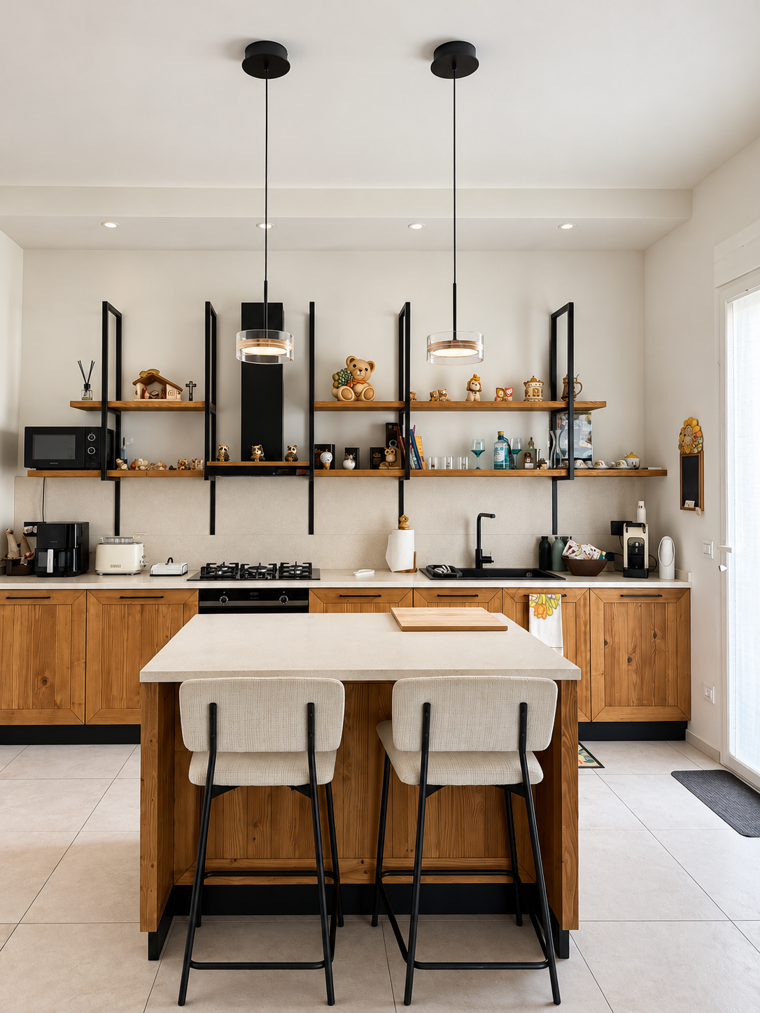 Cucina moderna minimalista con isola in legno.png