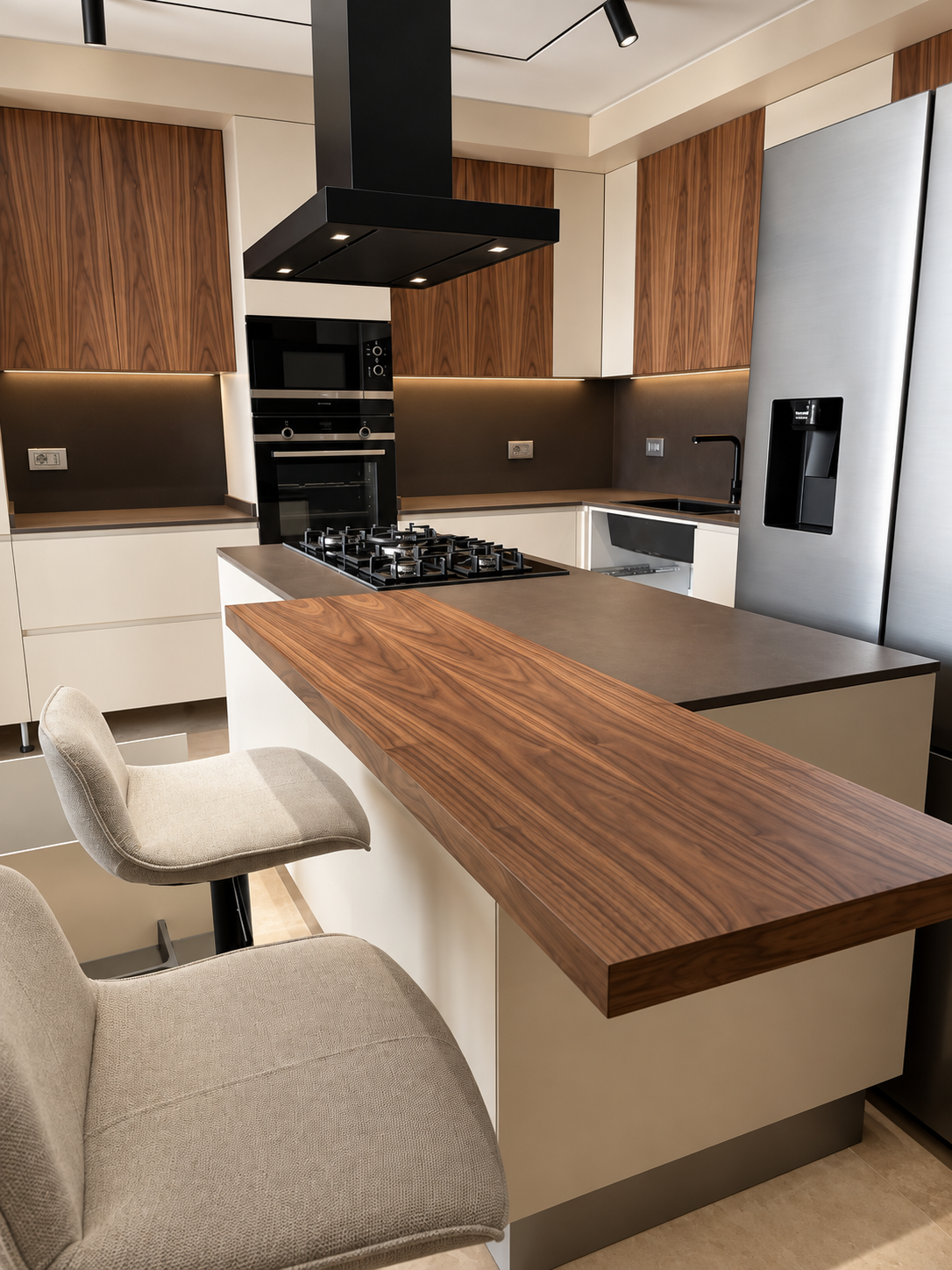 Cucina moderna in noce e crema.png