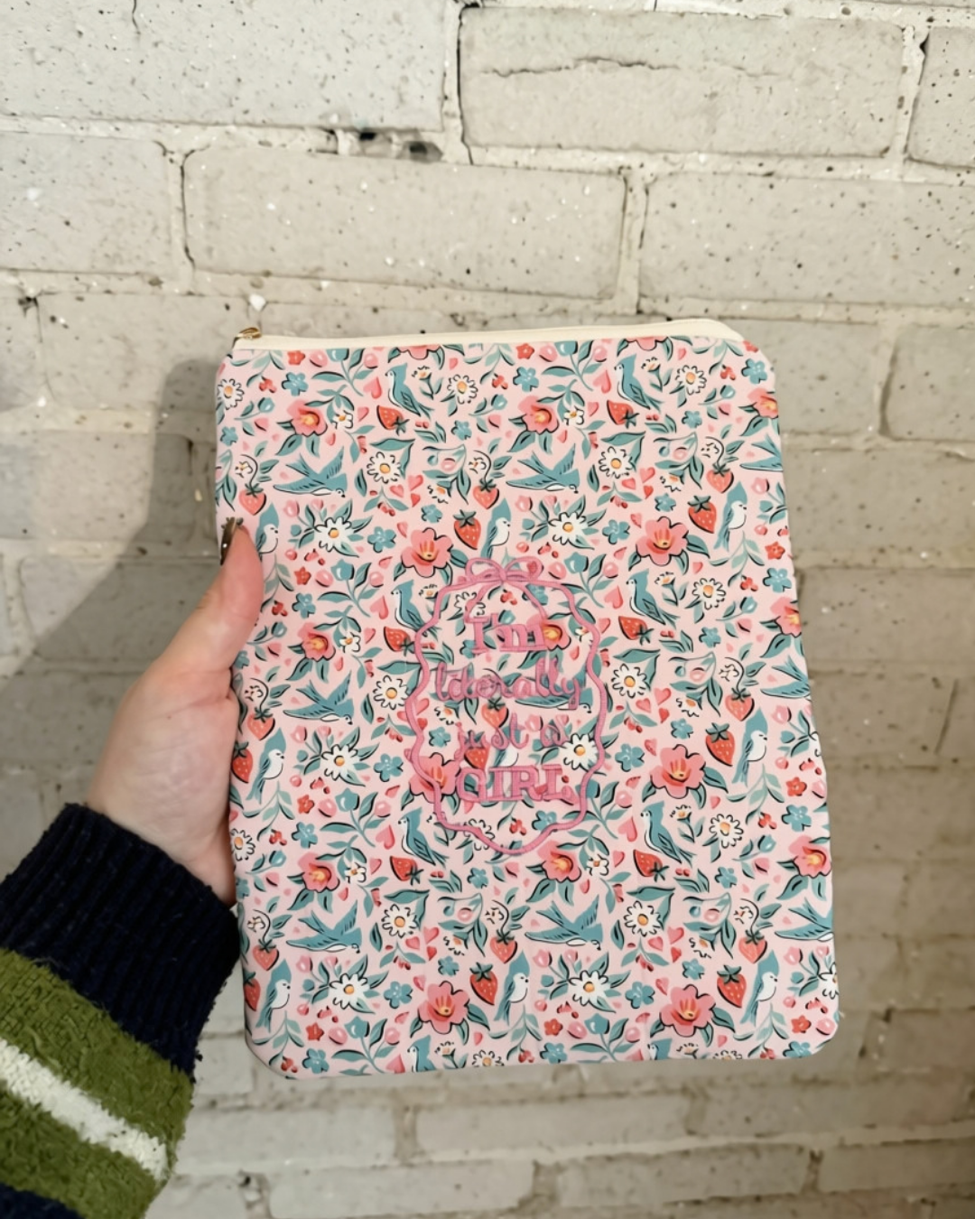 Large Strawberry Fields Literally Just a Girl E-Reader Sleeve