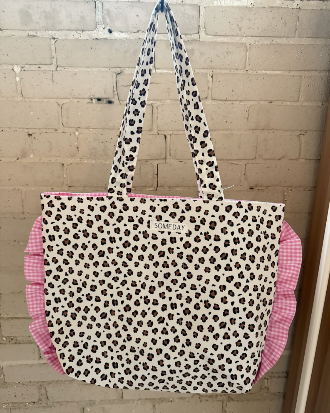 Cheetah Ruffle Everyday Tote Bag