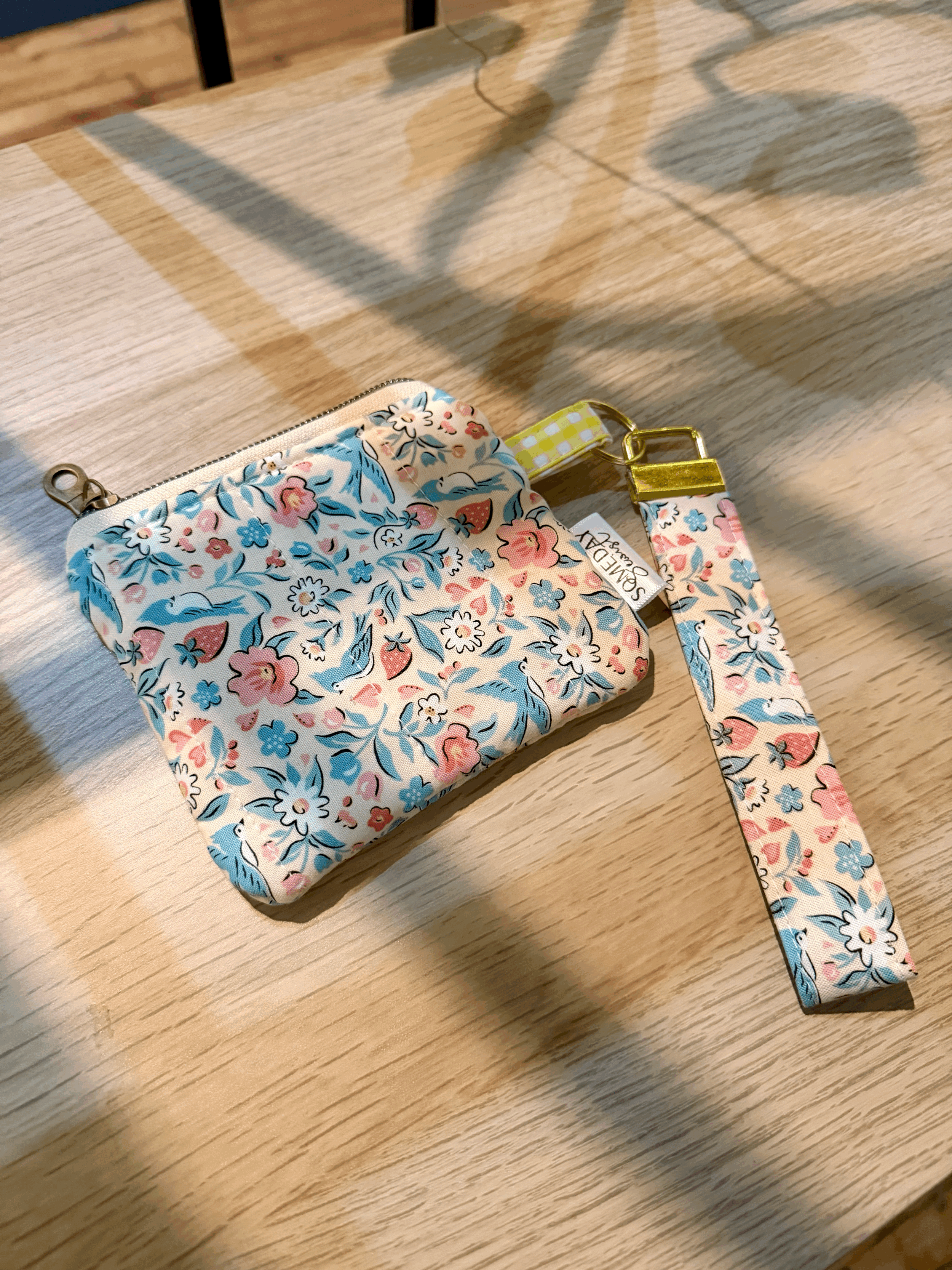 Cream Berry Fields Money Pouch and Wristlet