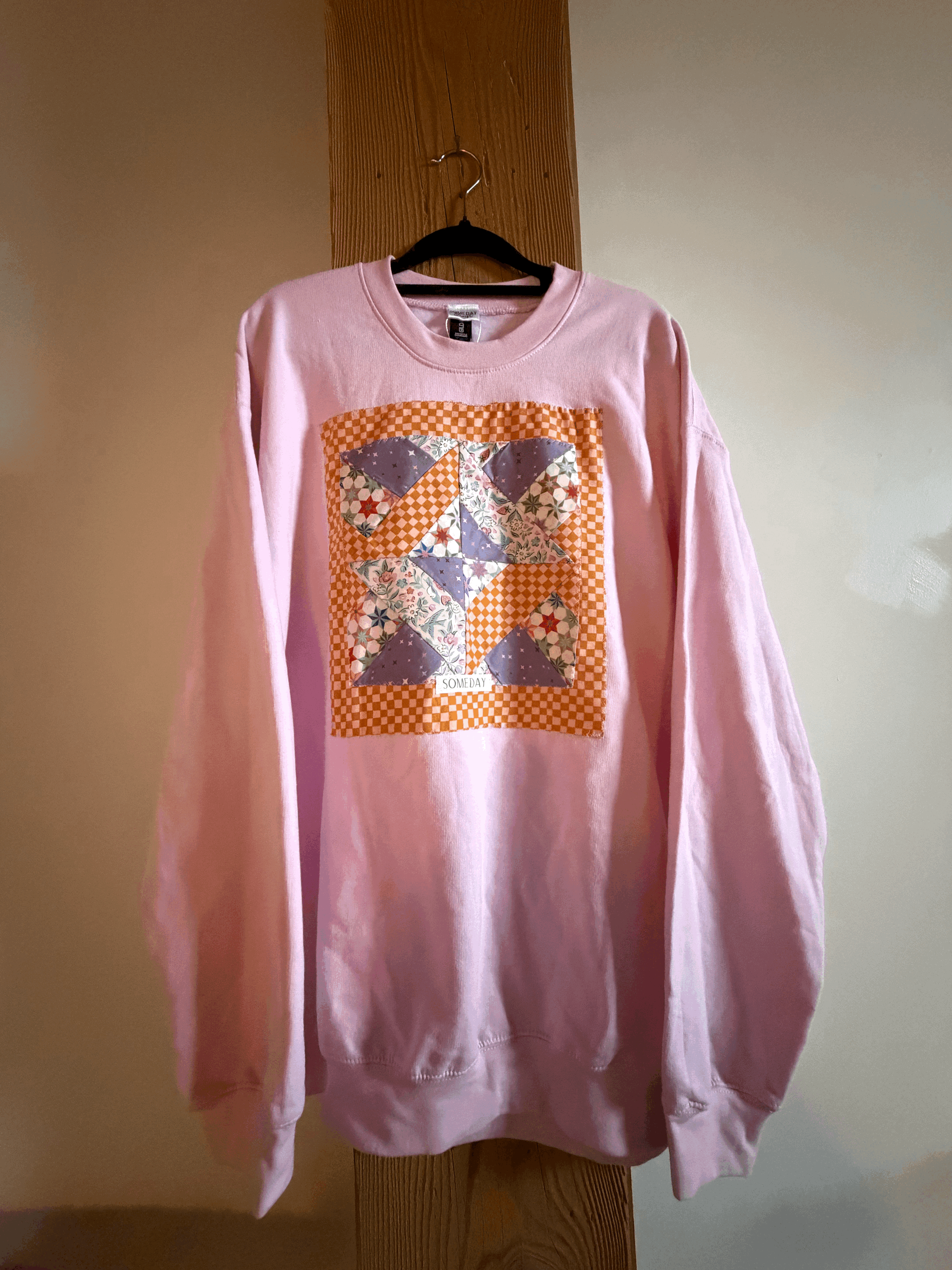 Pink Quilt Patch Crewneck